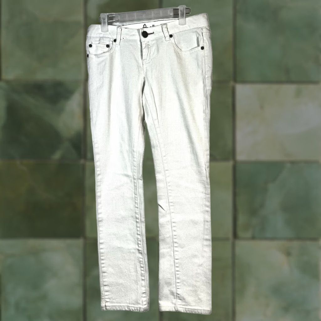 Vintage Amethyst Women’s Jeans White Denim Stretch Low Rise Skinny 5-Pocket Design 5 Juniors XS? Size 27" / US 4 / IT 40 - 1 Thumbnail