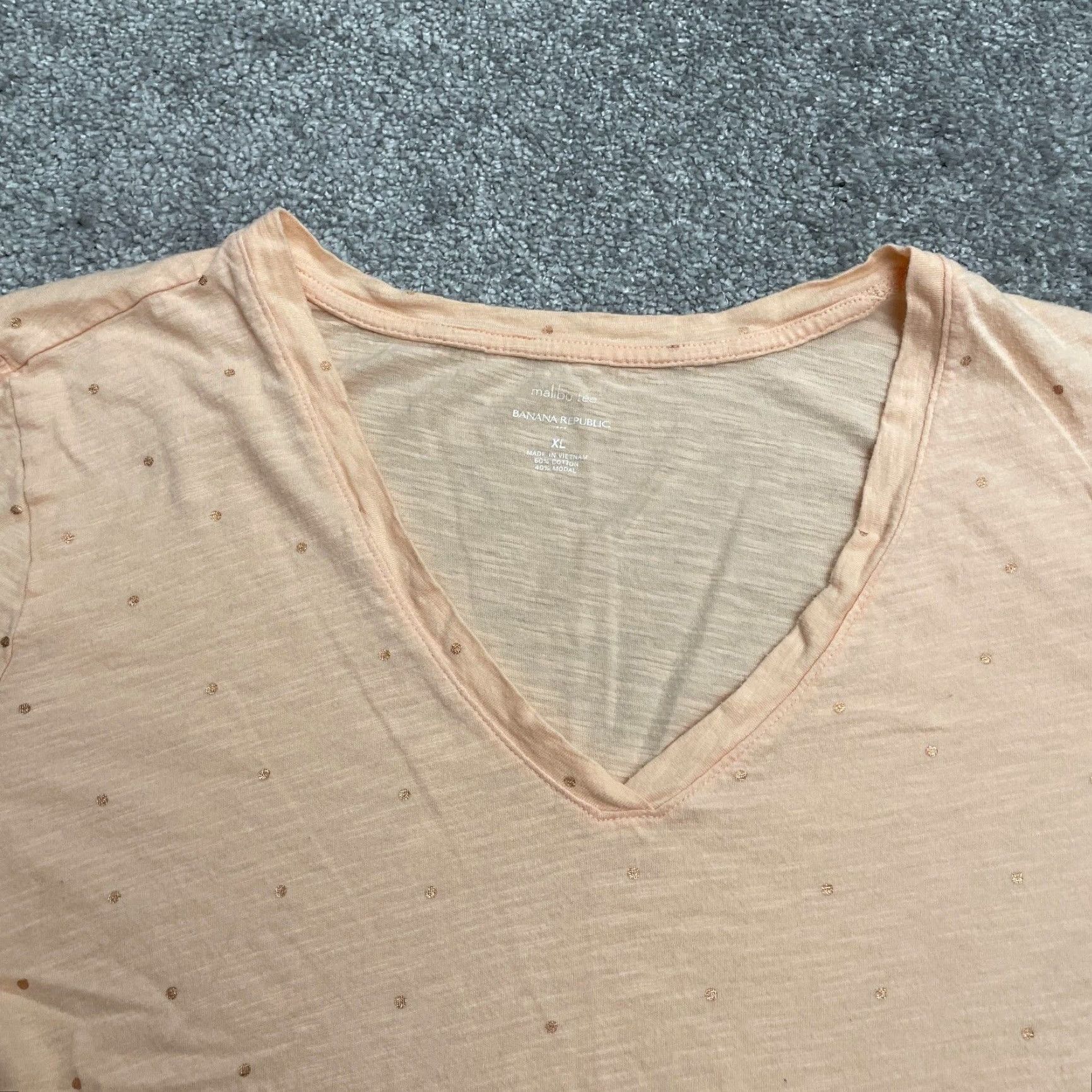 Banana Republic Banana Republic T-Shirt Womens XL Orange Peach Polka Dot V-Neck Casual Tee Top Shirt Size XL / US 12-14 / IT 48-50 - 3 Thumbnail
