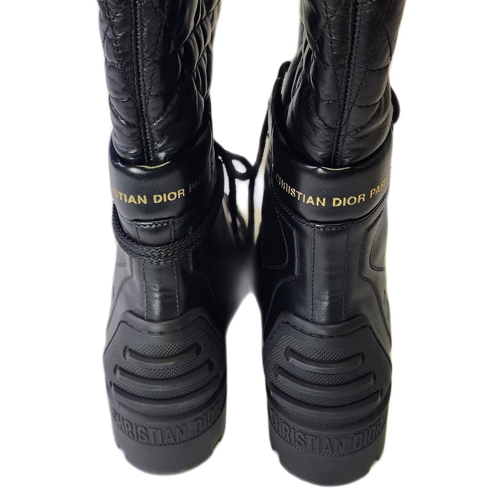 Dior DIOR Cannage Quilted Combat Boots Shoes dust bag Sz 37 US 7 Size US 7 / IT 37 - 3 Thumbnail