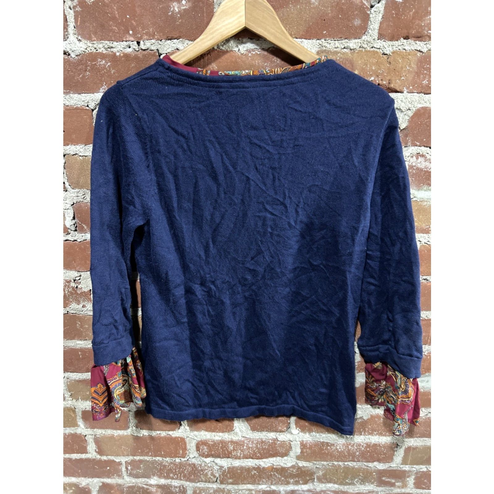 Vintage VINTAGE Chico's Blouse Womens Long Sleeve Blue Size 1 Paisley Velvet Semi Sheer Bohemian Gothic Fairy MAINTAINER: Chico's Size XS / US 0-2 / IT 36-38 - 3 Thumbnail