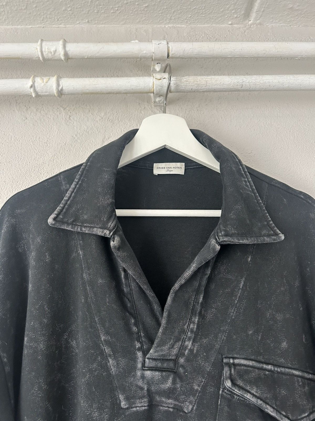 Dries Van Noten Oversized Vintage Washed Black Polo Sweater Size US M / EU 48-50 / 2 - 5 Thumbnail
