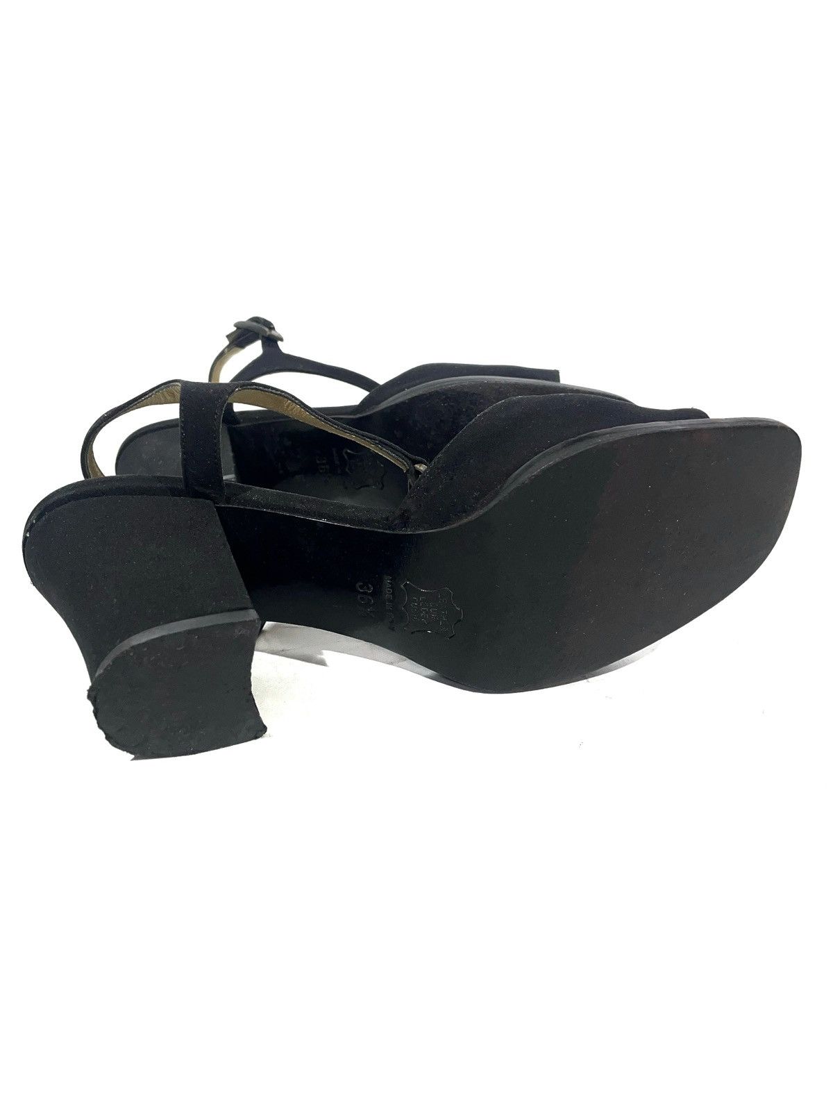 Yves Saint Laurent Yves Saint Laurent Black Velour Gold Logos Heels Size 36.5 Size US 6.5 / IT 36.5 - 10 Thumbnail