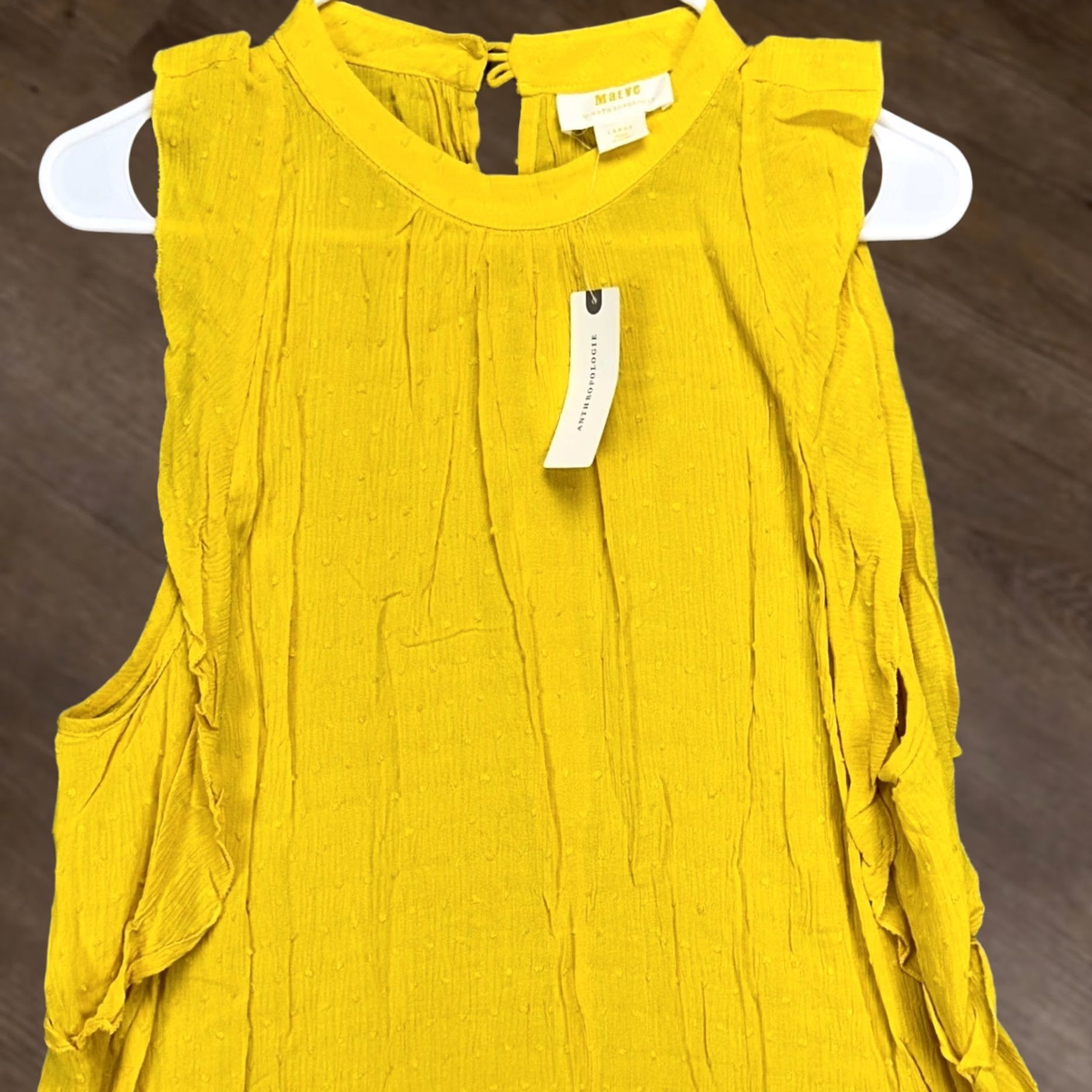 Vintage Maeve Anthropologie Womens Flutter Sleeveless Top Shirt Large Yellow Blouse NEW Size L / US 10 / IT 46 - 1 Thumbnail