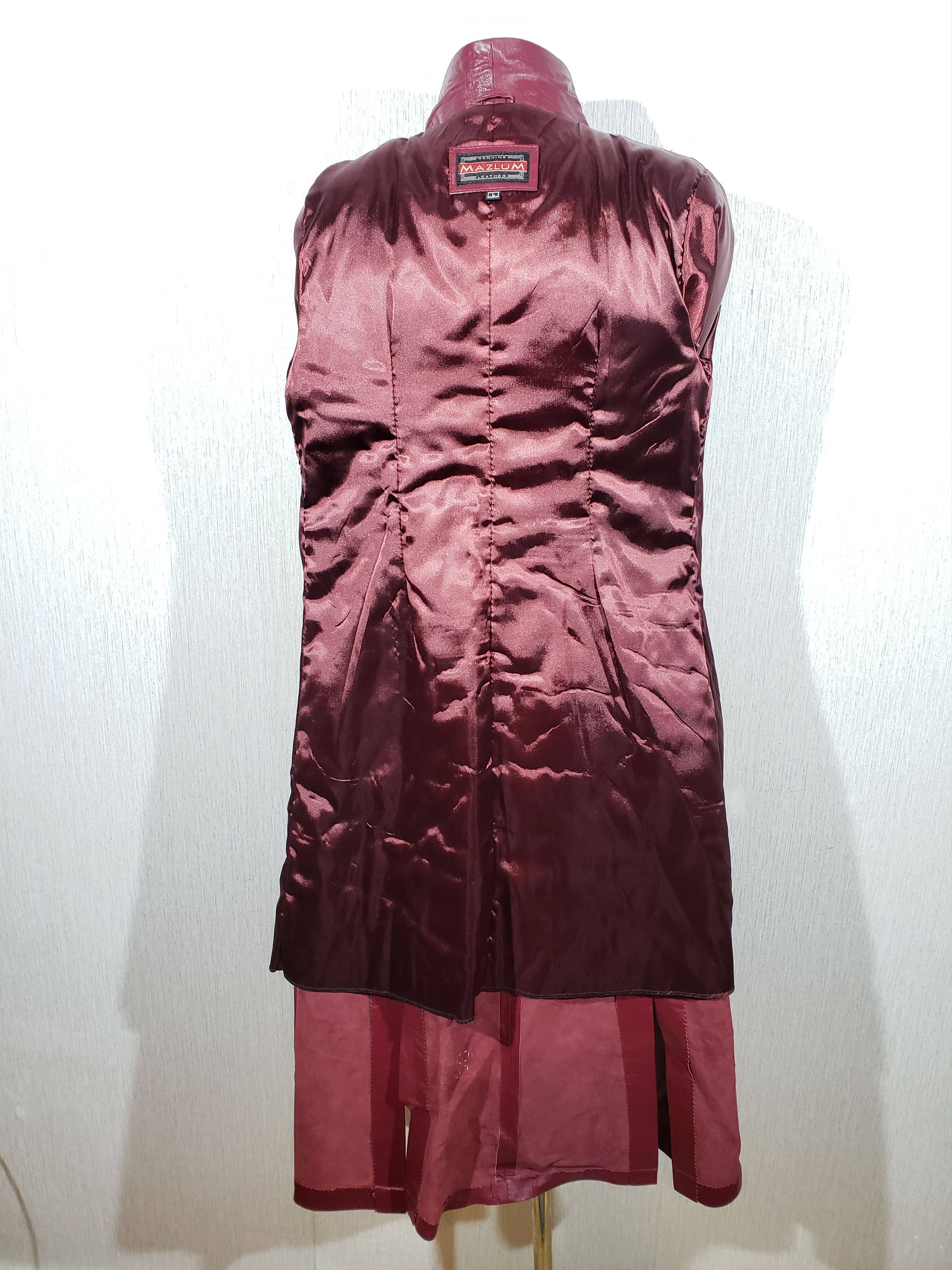 Other Cute women's long burgundy leather jacket. Size L / US 10 / IT 46 - 5 Thumbnail