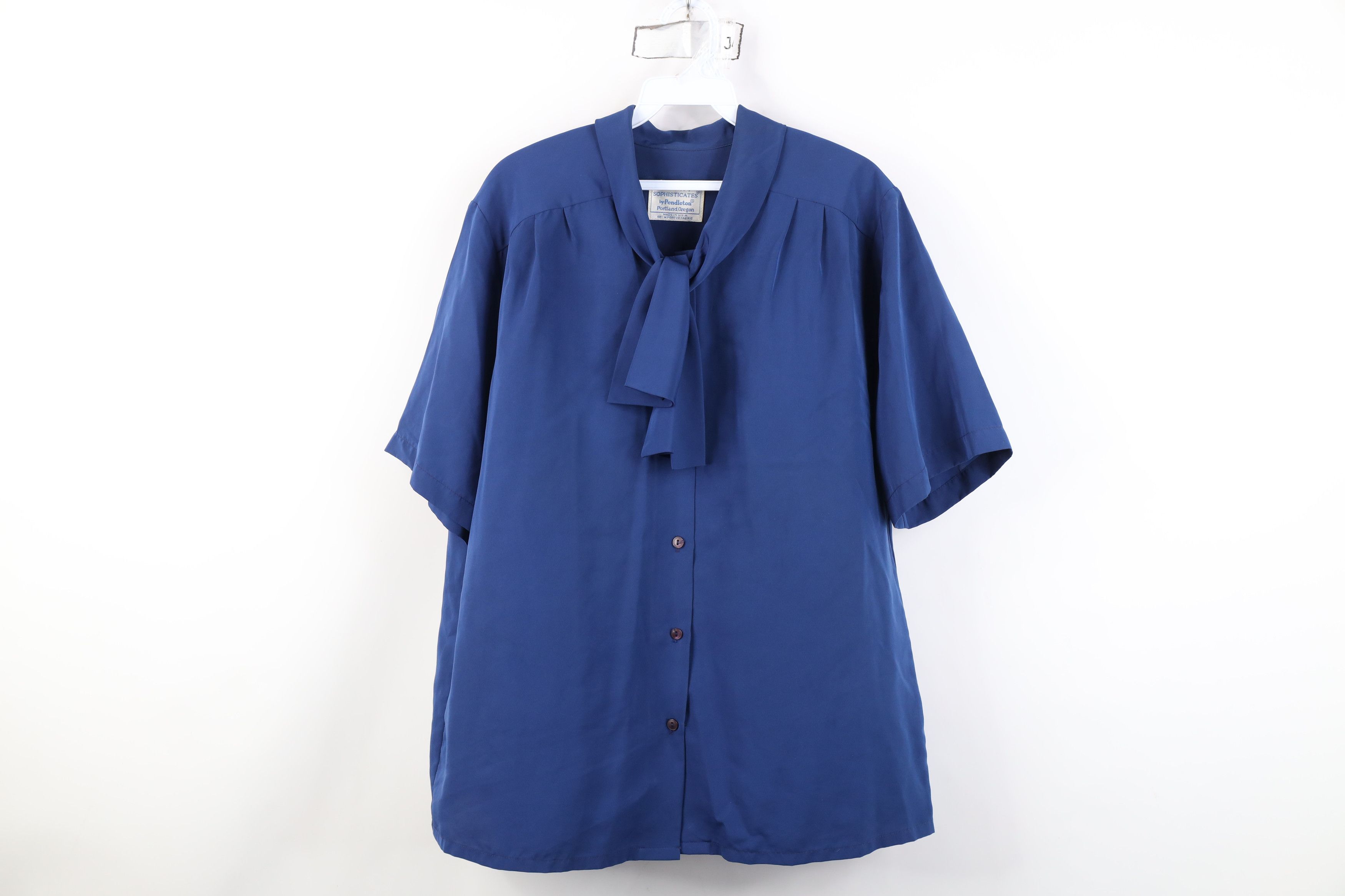 Pendleton Vintage 90s Pendleton Pussybow Short Sleeve Collared Shirt Size XXL / US 16-18 / IT 52-54 - 1 Thumbnail