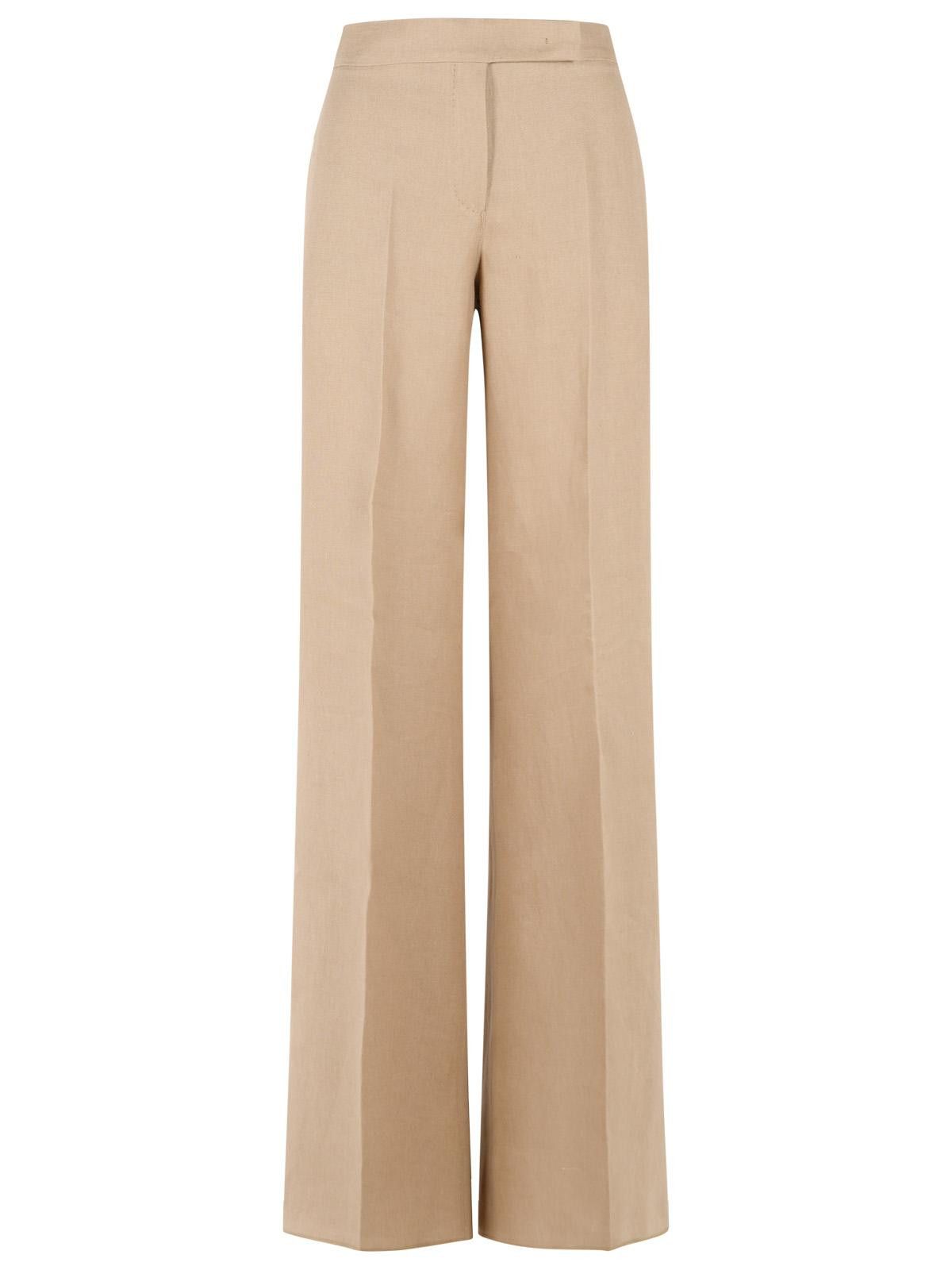 Max Mara MAX MARA 'Big' Regular Fit Pants In Camel Linen Natté Size 30" / US 8 / IT 44 - 1 Thumbnail