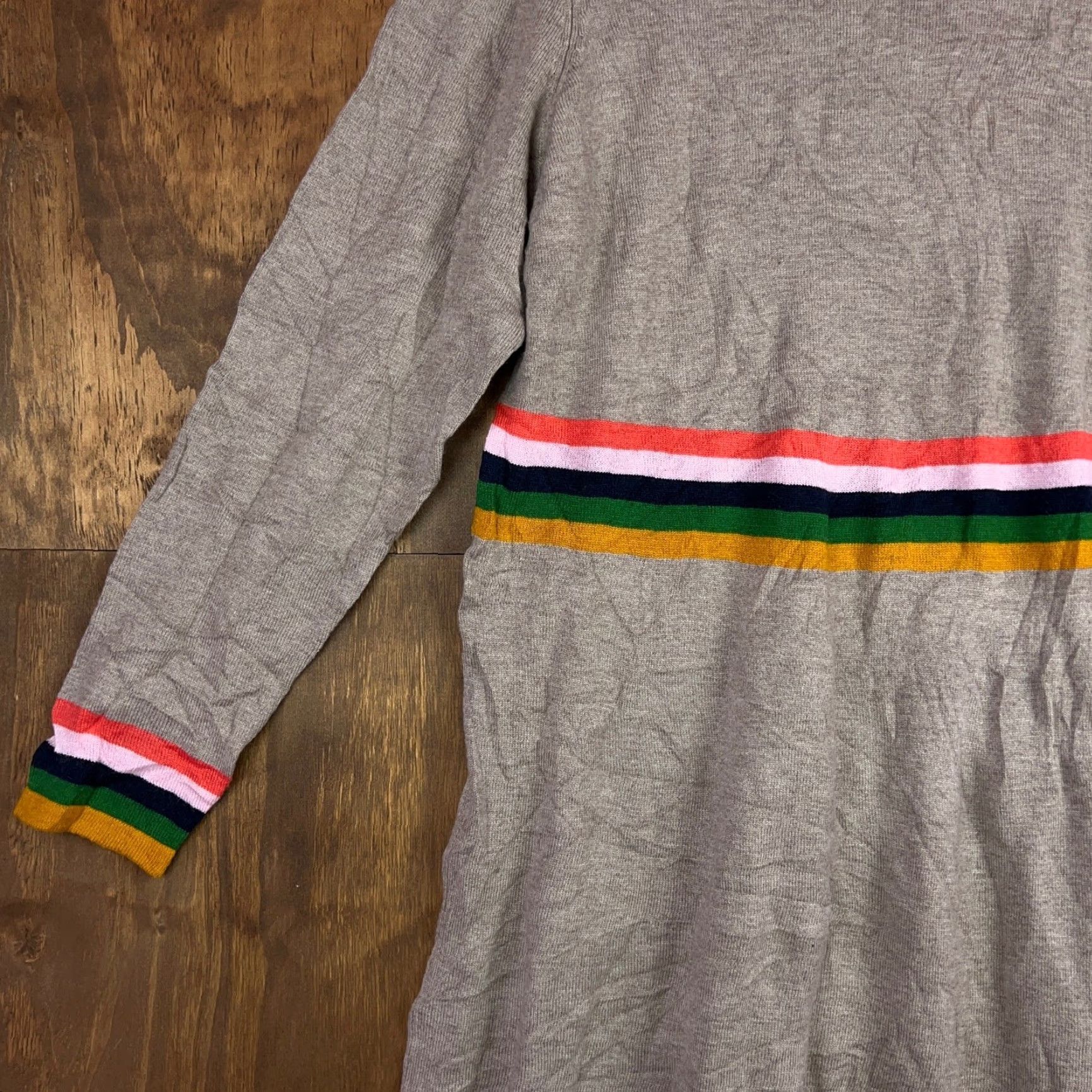 Boden VINTAGE Boden Womens Dress Brown Rainbow Stripe Tall Long Sleeve Crew Neck 14L Dress Womens Tall 14 Brown Rainbow Stripe Size XL / US 12-14 / IT 48-50 - 4 Thumbnail