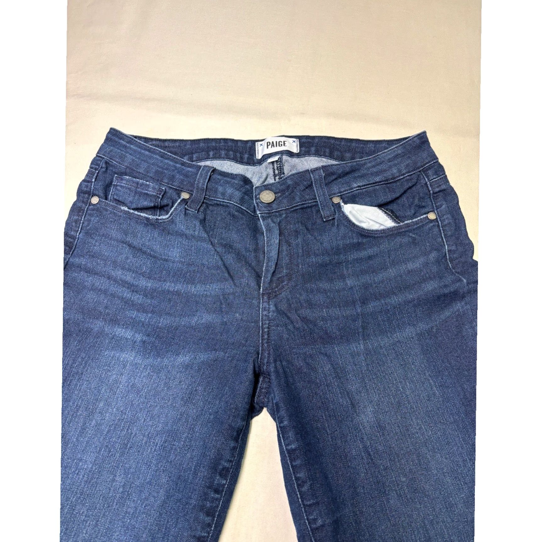 Paige Paige Kylie Crop Jeans Tonal Duncan Dark Wash Straight Leg 29X26 WJ629 DNM184 Womens Denim Size 29" - 2 Thumbnail