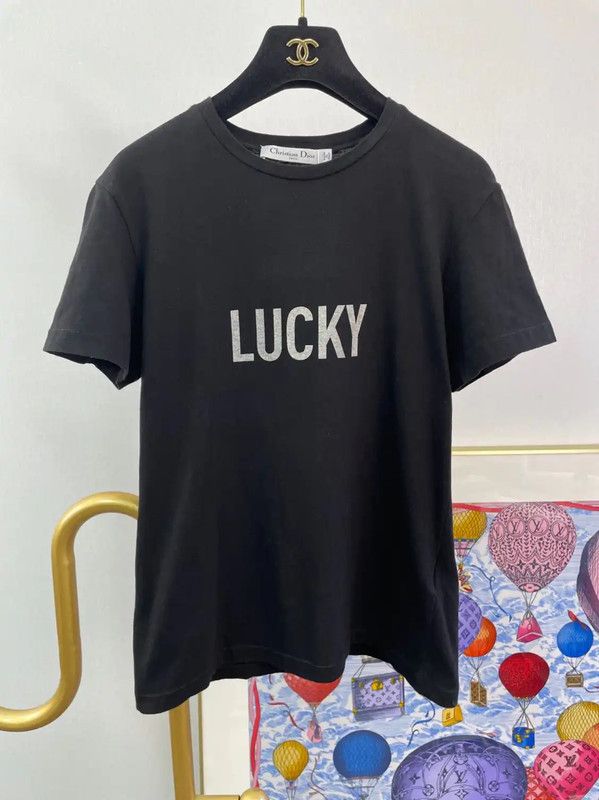 Dior Dior Lucky Black Cotton Short Sleeve T-Shirt 0089 Size XS / US 0-2 / IT 36-38 - 1 Thumbnail