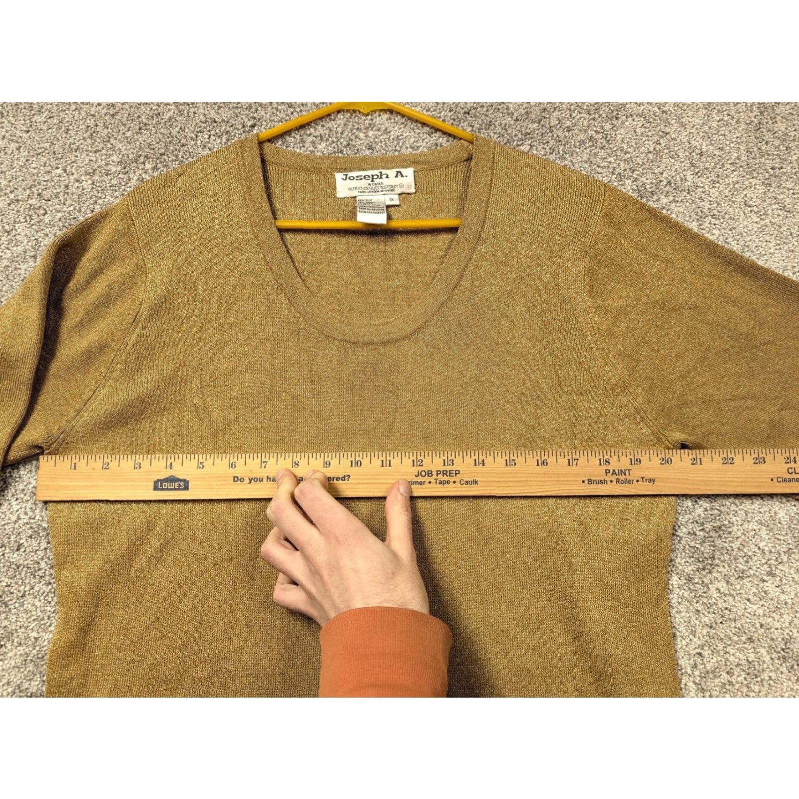 Vintage Joseph A Sweater Women 1X Gold Silk Lurex Office Chic Party New Years Holiday Timeless Christmas Classic Retro Womens Size XL / US 12-14 / IT 48-50 - 3 Thumbnail
