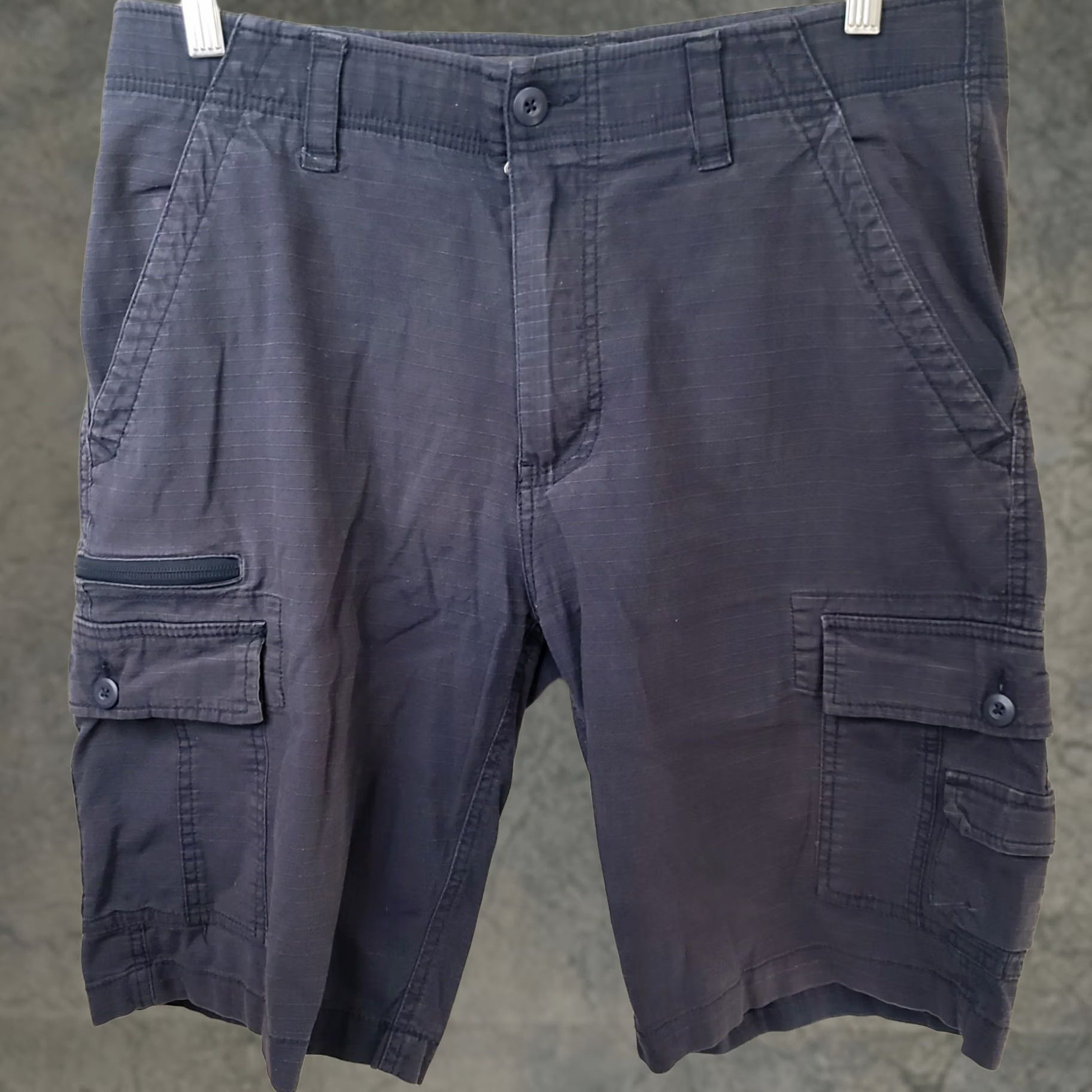Vintage Wearfirst Mens Cargo Shorts 34 Navy Cotton Stretch Inseam 11" Flat Front Cargo Pocket Casual Spring Summer Regular Mens Size US 34 / EU 50 - 1 Thumbnail