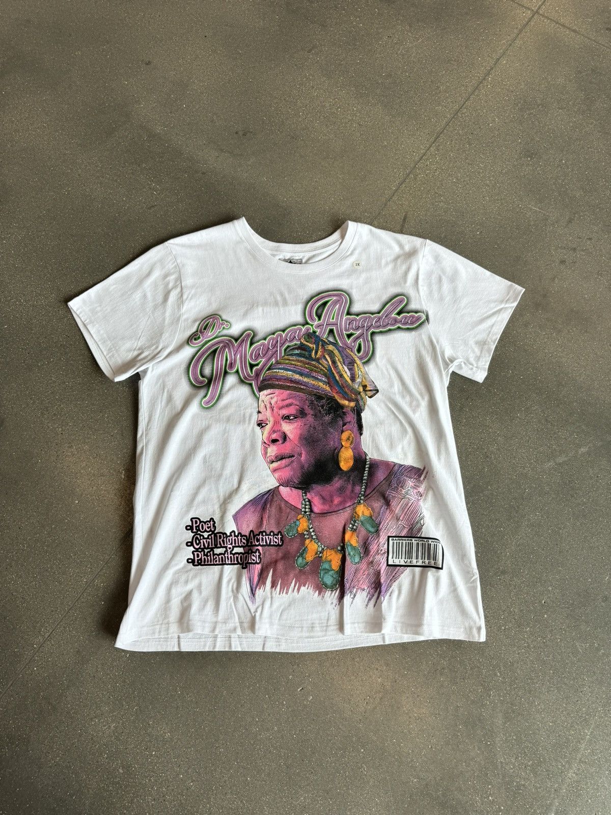 image of Barriers Dr. Maya Angelou Shirt White Purple, Men's (Size 2XL)