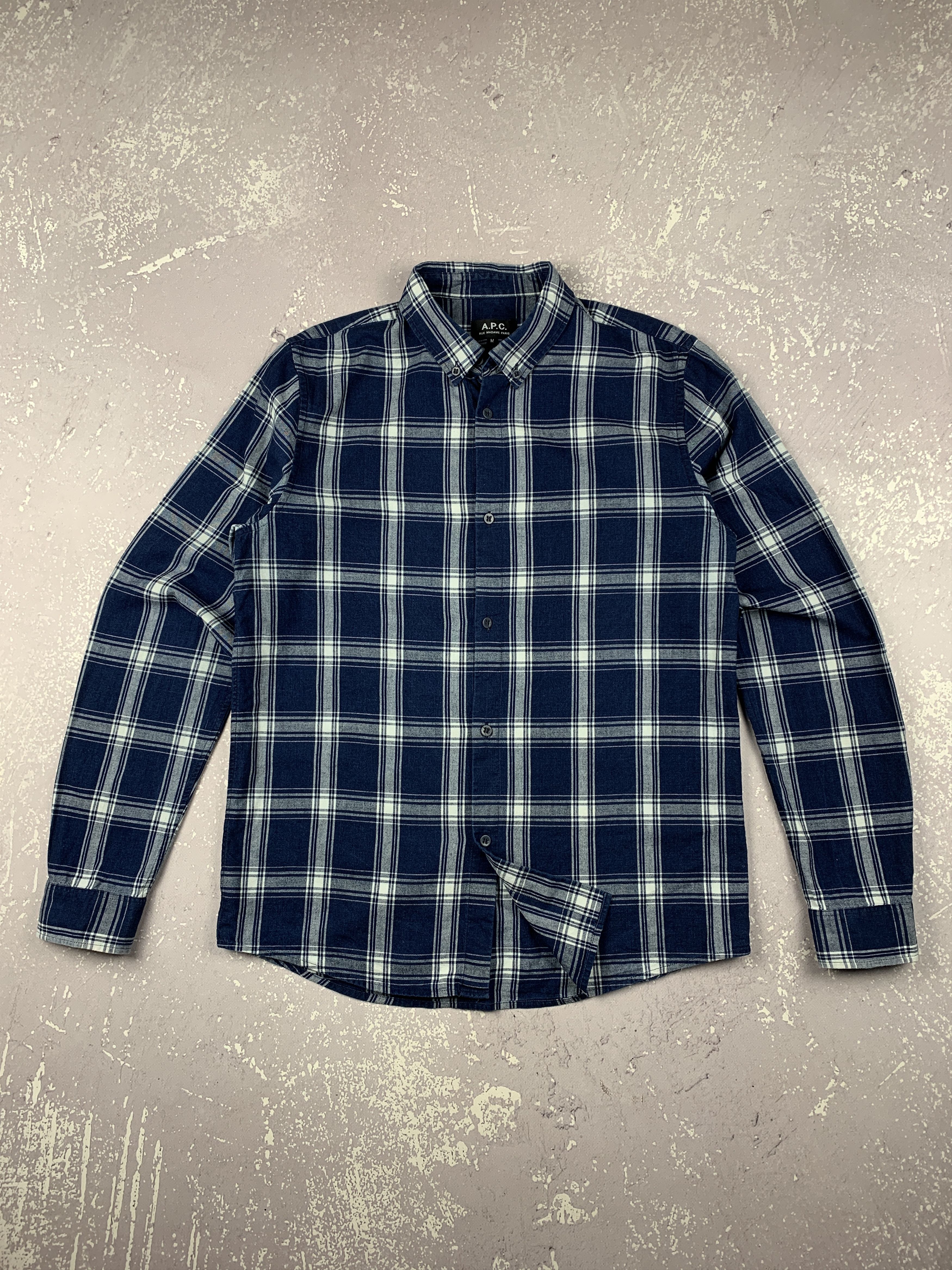 A.P.C. Rue Madame Paris Plaid Checkered Buuton Up Shirt