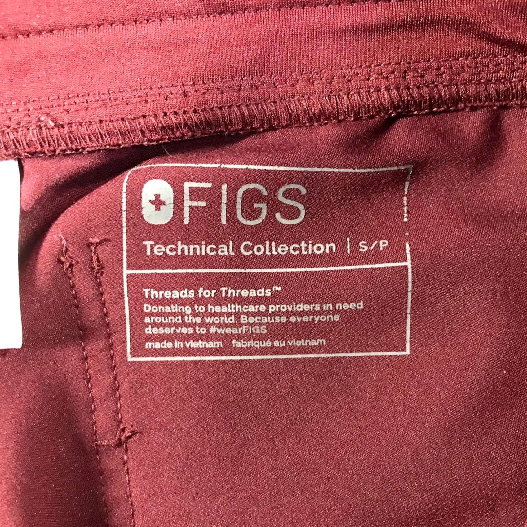 Vintage FIGS Zamora Jogger Scrub Pants - Womens S - Burgundy Maroon Technical Size 28" / US 6 / IT 42 - 7 Thumbnail