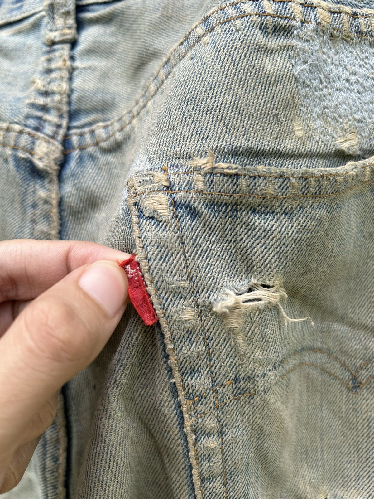 Levi's × Vintage 70's THRASHED Levi's 6 Reconstructed Repair Denim Size US 33 - 16 Thumbnail