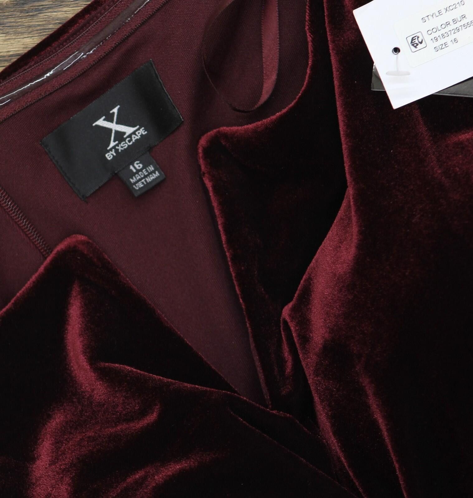 Other Nwt X By Xscape Long Sleeve Sheath Dress Burgundy Red 16 Size XXL / US 16-18 / IT 52-54 - 4 Thumbnail