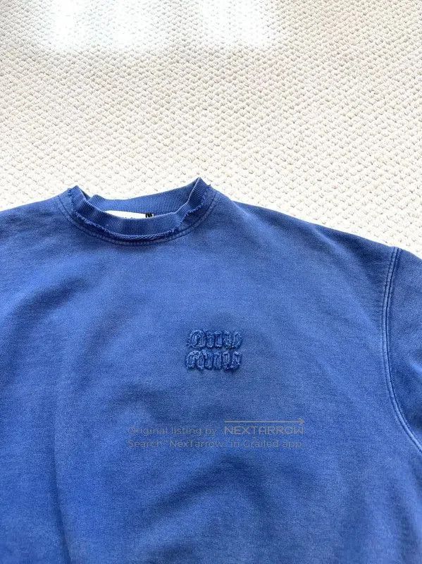 Miu Miu Miu Miu Blue Cotton Long Sleeve Cropped Sweatshirt . Size XS / US 0-2 / IT 36-38 - 9 Thumbnail