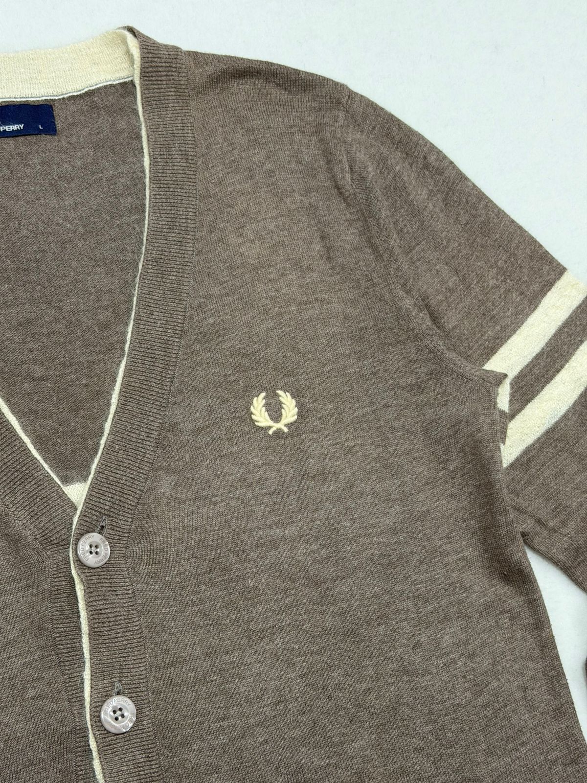 Fred Perry Fredperry Fred perry Cardigan Knitwear brown beige cream Size US L / EU 52-54 / 3 - 2 Thumbnail