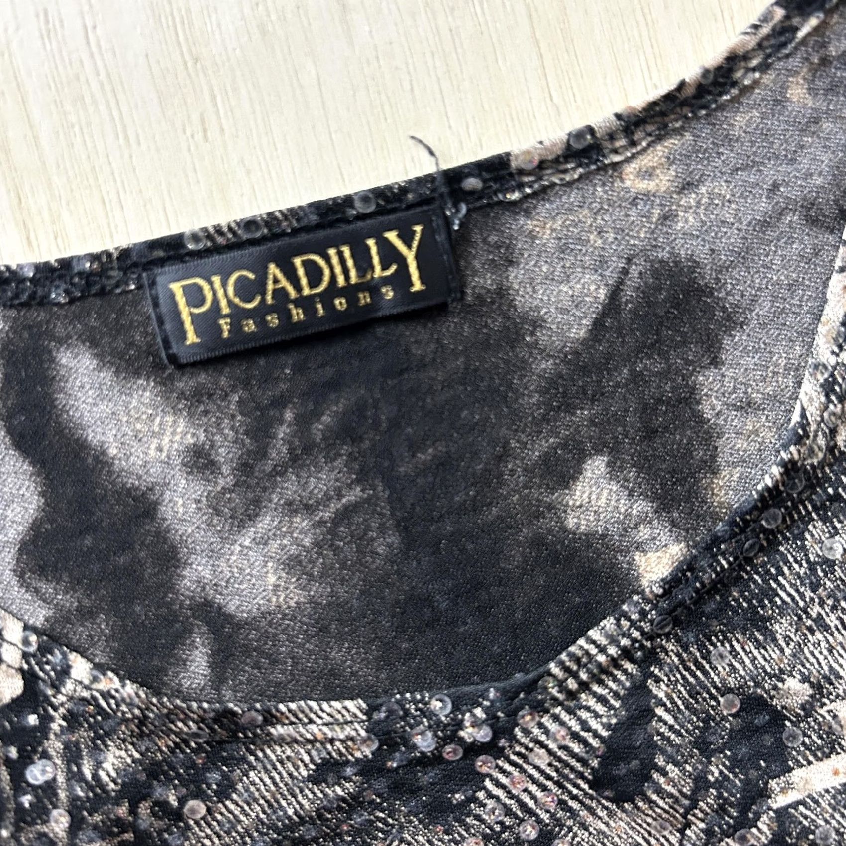 Vintage Picadilly Fashions Tank Top Womens Large Black Sequin Scoop Neck Sleeveless Size L / US 10 / IT 46 - 3 Thumbnail