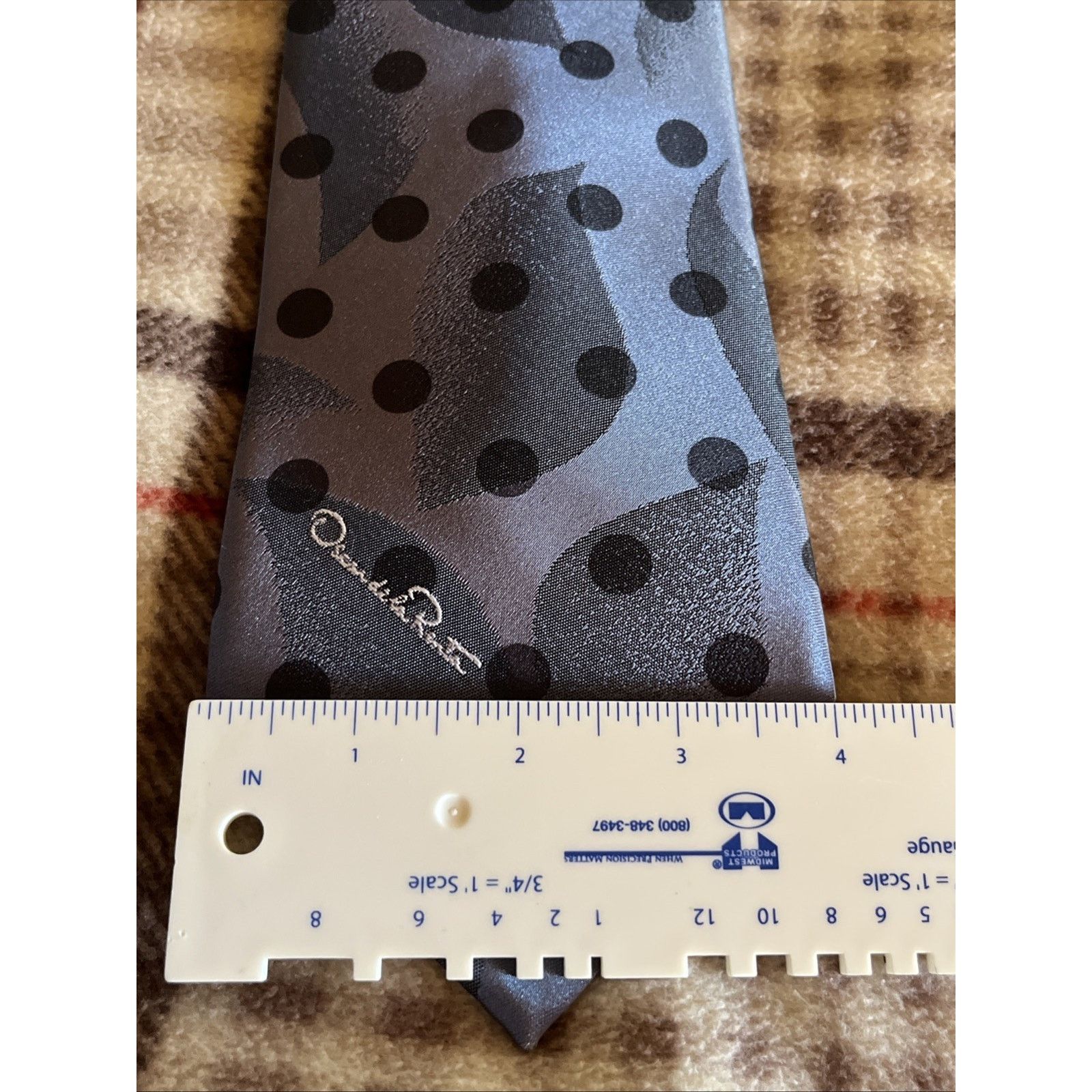 Oscar De La Renta Oscar de la Renta Studio Tie Silvery Blue Poly Silk Necktie Size ONE SIZE - 7 Thumbnail