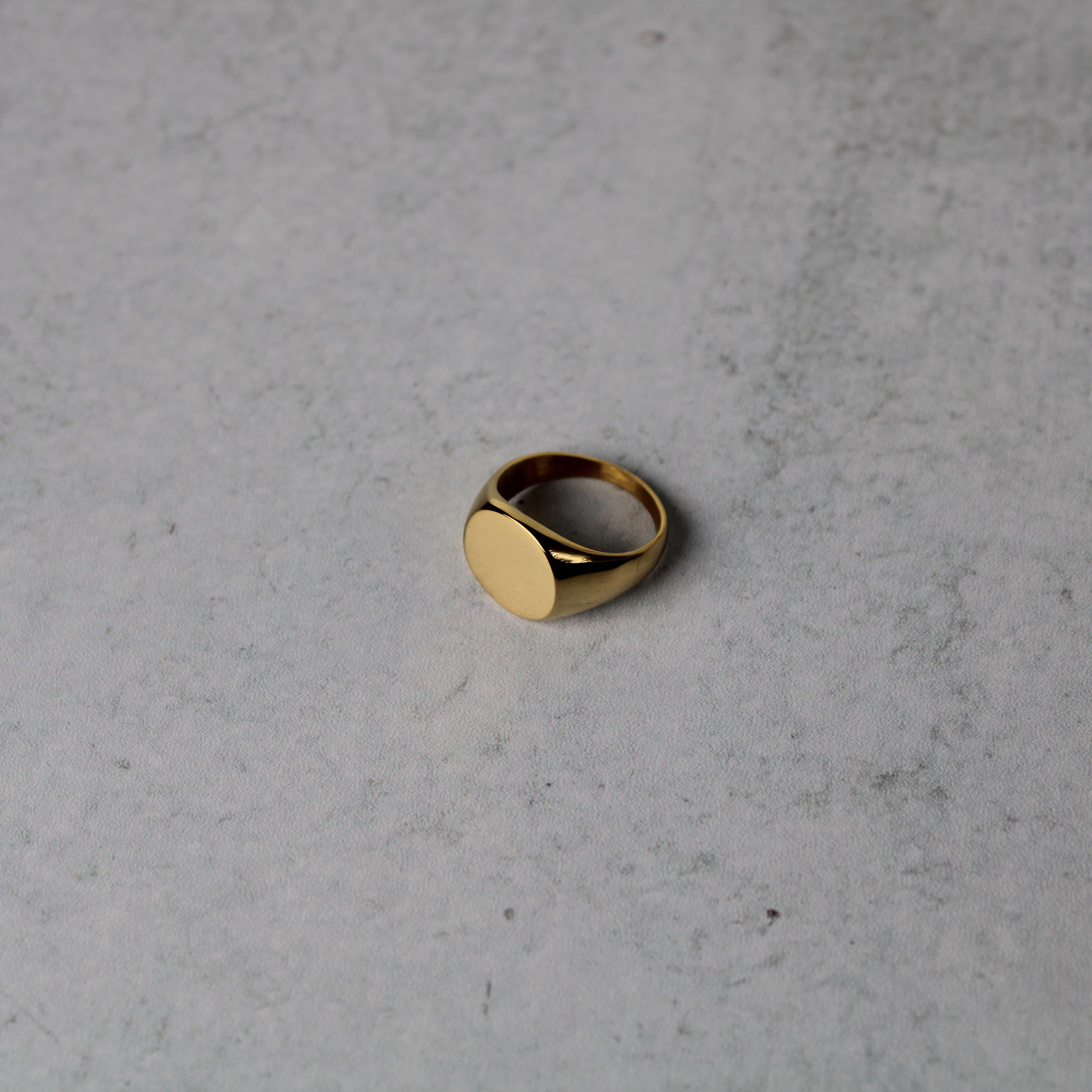 Jewelry Gold Horizontal Oval Signet Ring size 7-12 Size ONE SIZE - 5 Thumbnail