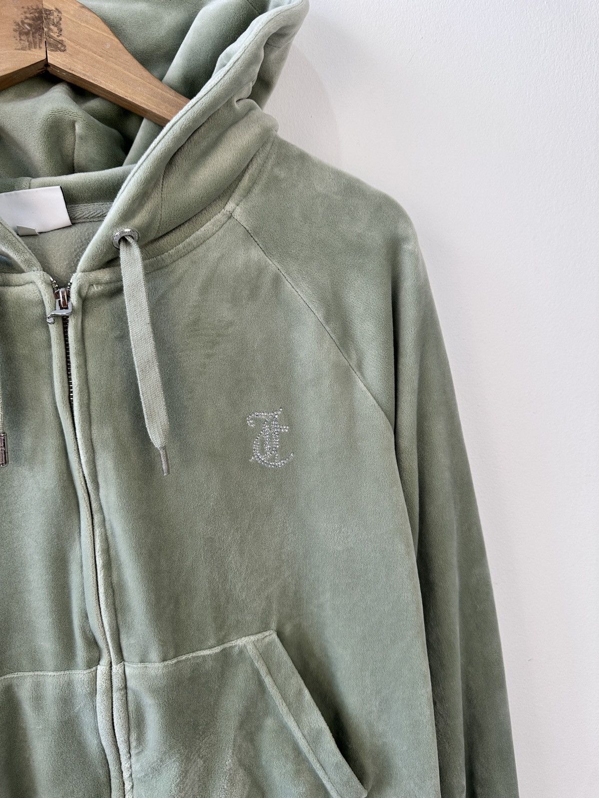 Juicy Couture Juicy Couture Velour Hoodie XL Rhinestone Spellout Back Y2K Size XL / US 12-14 / IT 48-50 - 7 Thumbnail