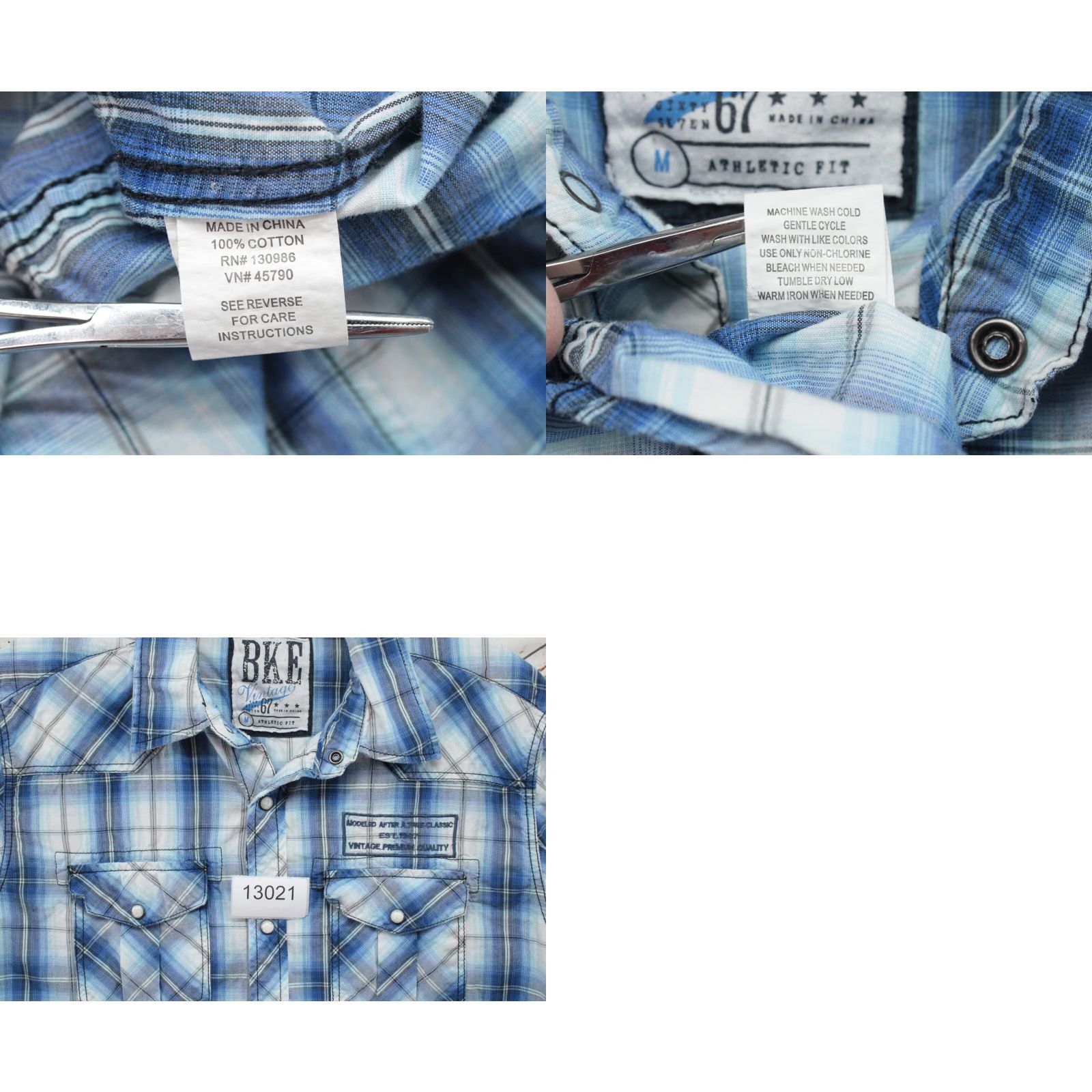 BKE BKE Shirt Men’s Medium Blue Plaid Athletic Fit Pearl Snap Embroidered Western Size US M / EU 48-50 / 2 - 8 Thumbnail