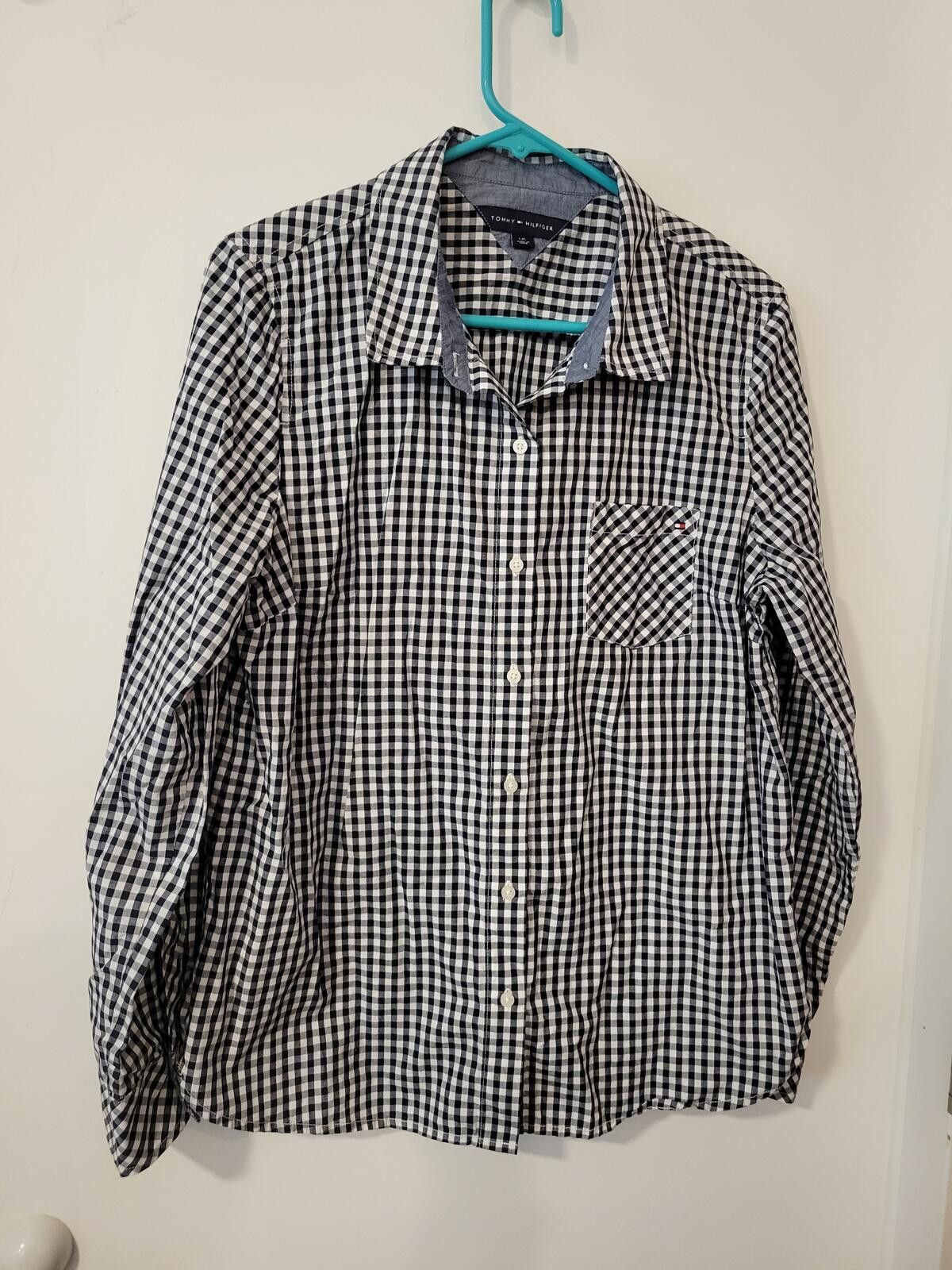 Tommy Hilfiger Tommy Hilfiger Black and White Gingham Button-Up Shirt Large Size L / US 10 / IT 46 - 1 Thumbnail