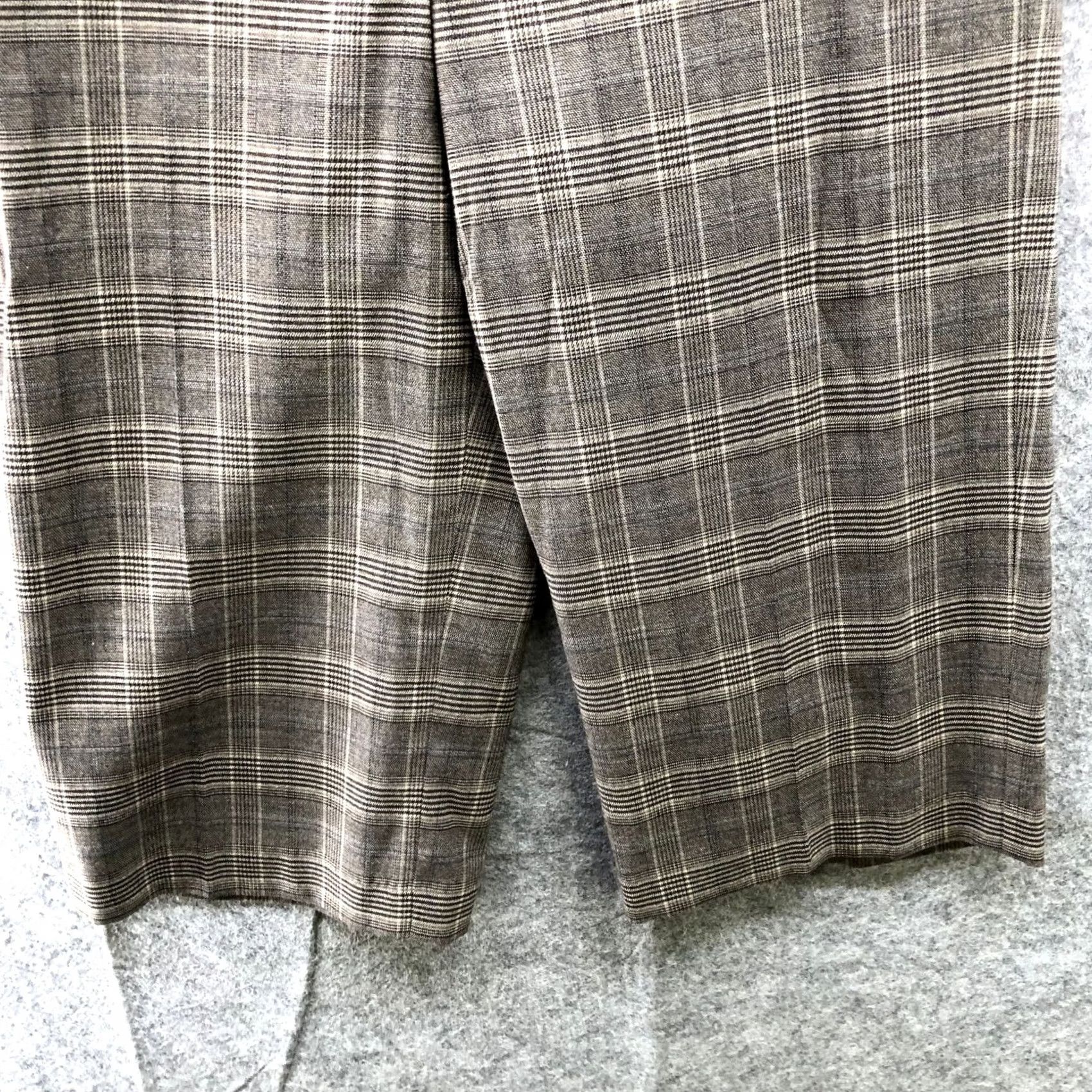 Loft LOFT Marisa Wide Leg Crop Dress Pants Womens 8P Brown Plaid Wool Blend Buckle Size 30" / US 8 / IT 44 - 4 Thumbnail