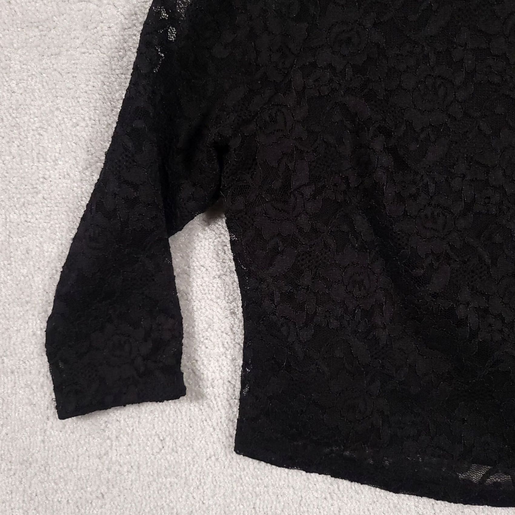 Vintage Lane Bryant Lace Top Blouse Shirt Womens 14/16 Black Floral Cropped Lined Size XXL / US 16-18 / IT 52-54 - 4 Thumbnail