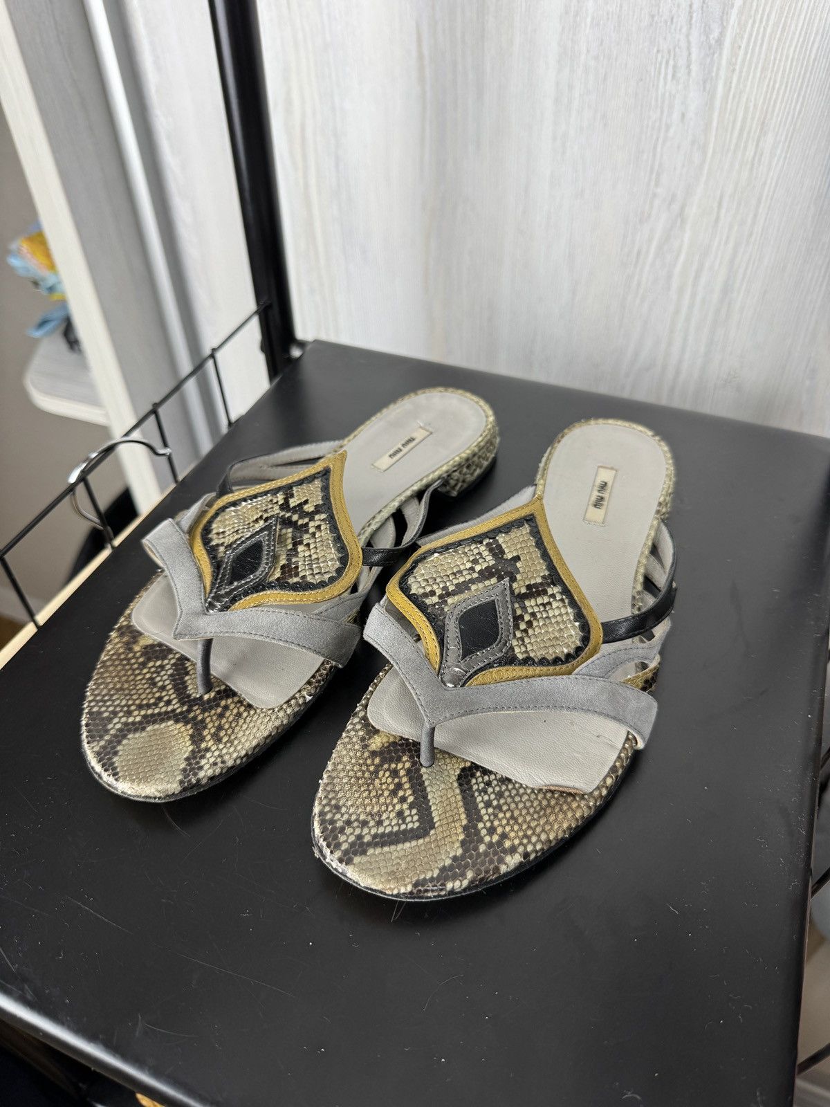 Miu Miu Miu Miu Lizard snake leather and suede sandals mules Sz 37 Size US 7 / IT 37 - 8 Thumbnail
