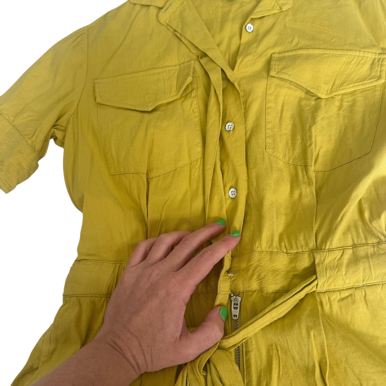 Rag & Bone Rag & Bone Surplus Short Sleeve Romper Chartreuse Green Size 25" / US 0 / IT 36 - 6 Thumbnail