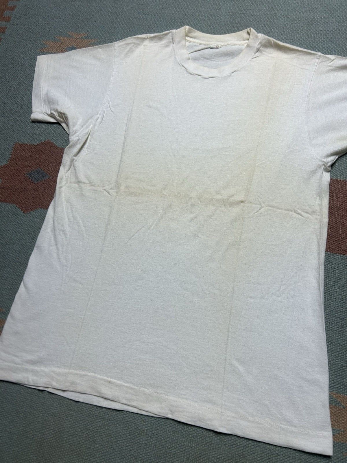 Vintage Vintage 70s blank white t shirt fruit of the loom cotton L Size US L / EU 52-54 / 3 - 2 Thumbnail