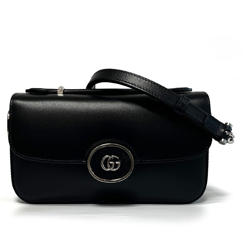 Gucci Petite GG Mini Shoulder Bag Black Leather AABSG Size ONE SIZE - 1 Thumbnail