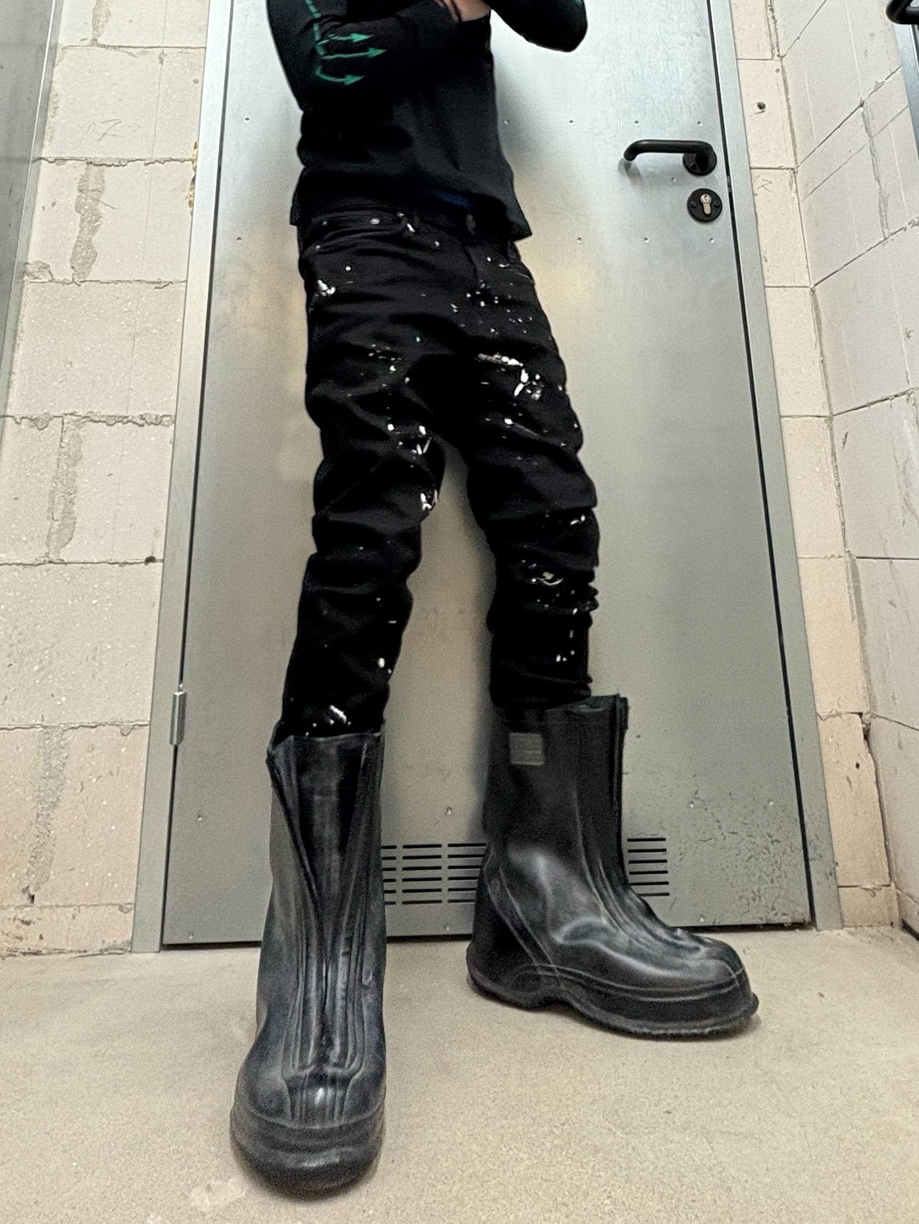Japanese Brand Custom Black Baggy Distressed Jeans Painted Size US 31 - 5 Thumbnail