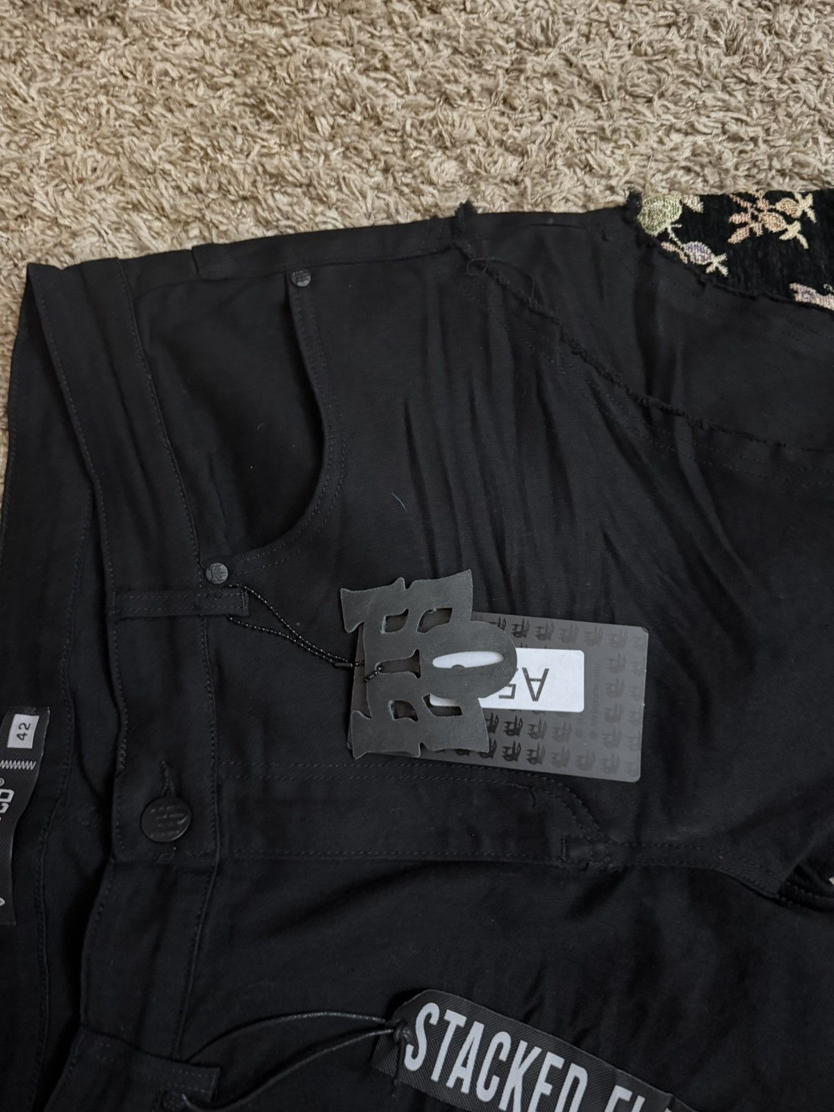 Other Stylo Black Embroidered Floral Flare Denim JeansMen's Size US 42 / EU 58 - 3 Thumbnail