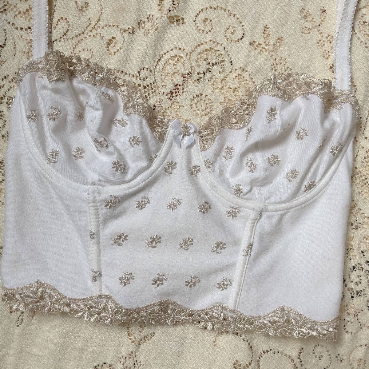 Victoria's Secret Victoria’s Secret 1990s White Cotton Bustier (34B/32C) Size S / US 4 / IT 40 - 6 Thumbnail