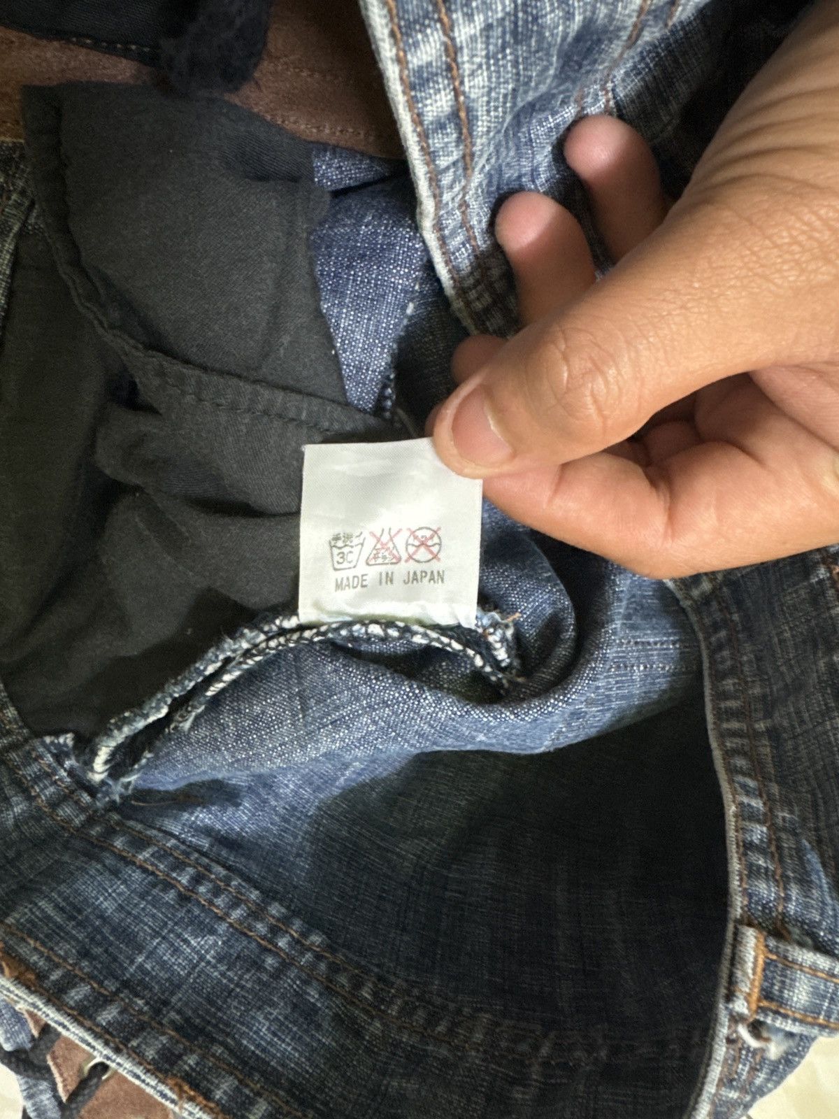 Japanese Brand Flare CHIKAKO ROEN Leather Double Laced Low Rise Denim jeans Size US 29 - 16 Thumbnail