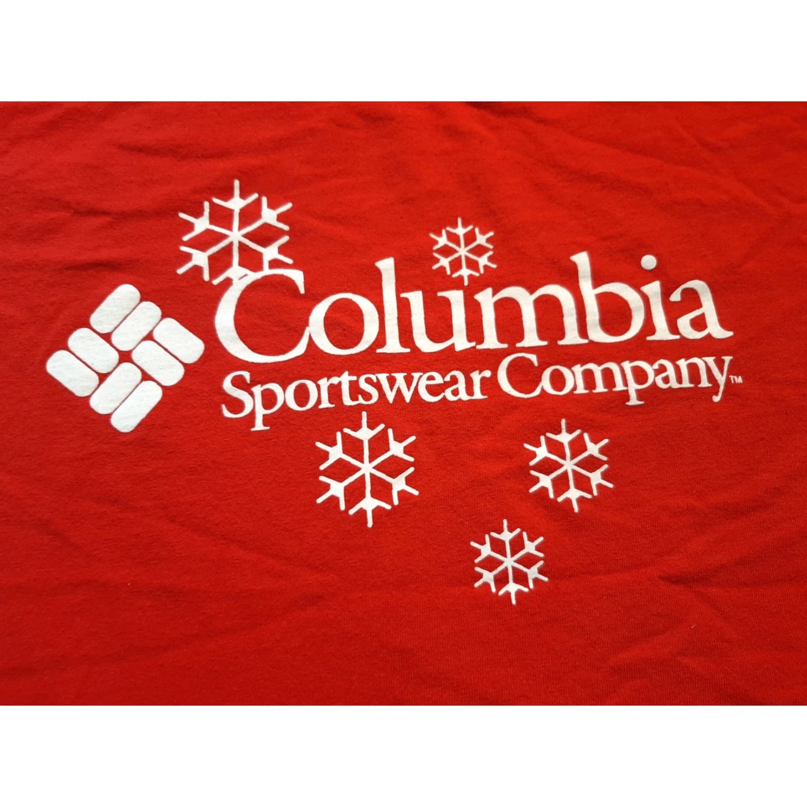 Gildan Columbia Sportswear Staff T-Shirt Mens L Snowflakes Red Christmas Outdoors TOP Size US L / EU 52-54 / 3 - 2 Thumbnail