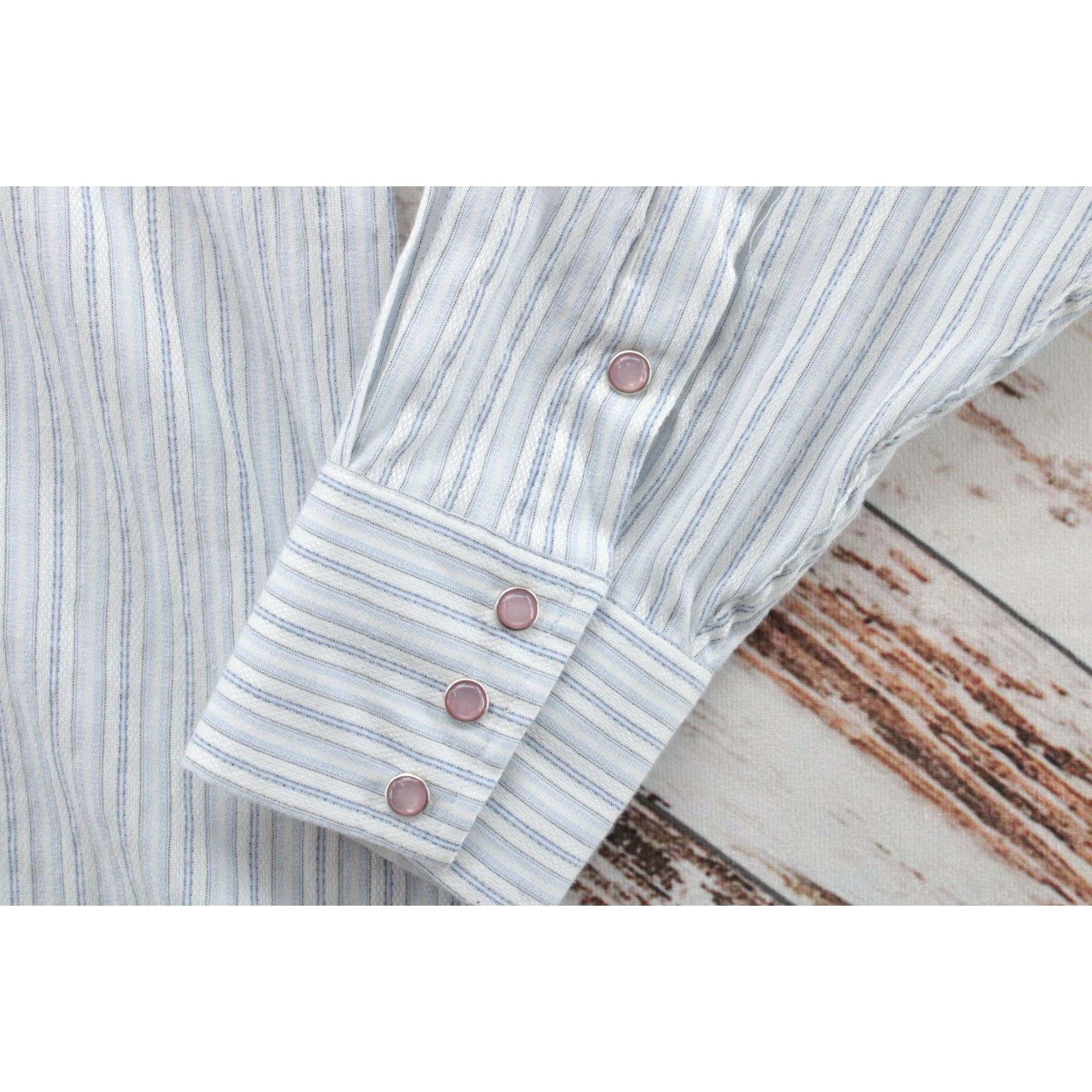 Vintage Panhandle Slim Shirt Mens XL White Blue Striped Pearl Snap Western Ranch Cowboy Button-Up Shirt Size US XL / EU 56 / 4 - 3 Thumbnail