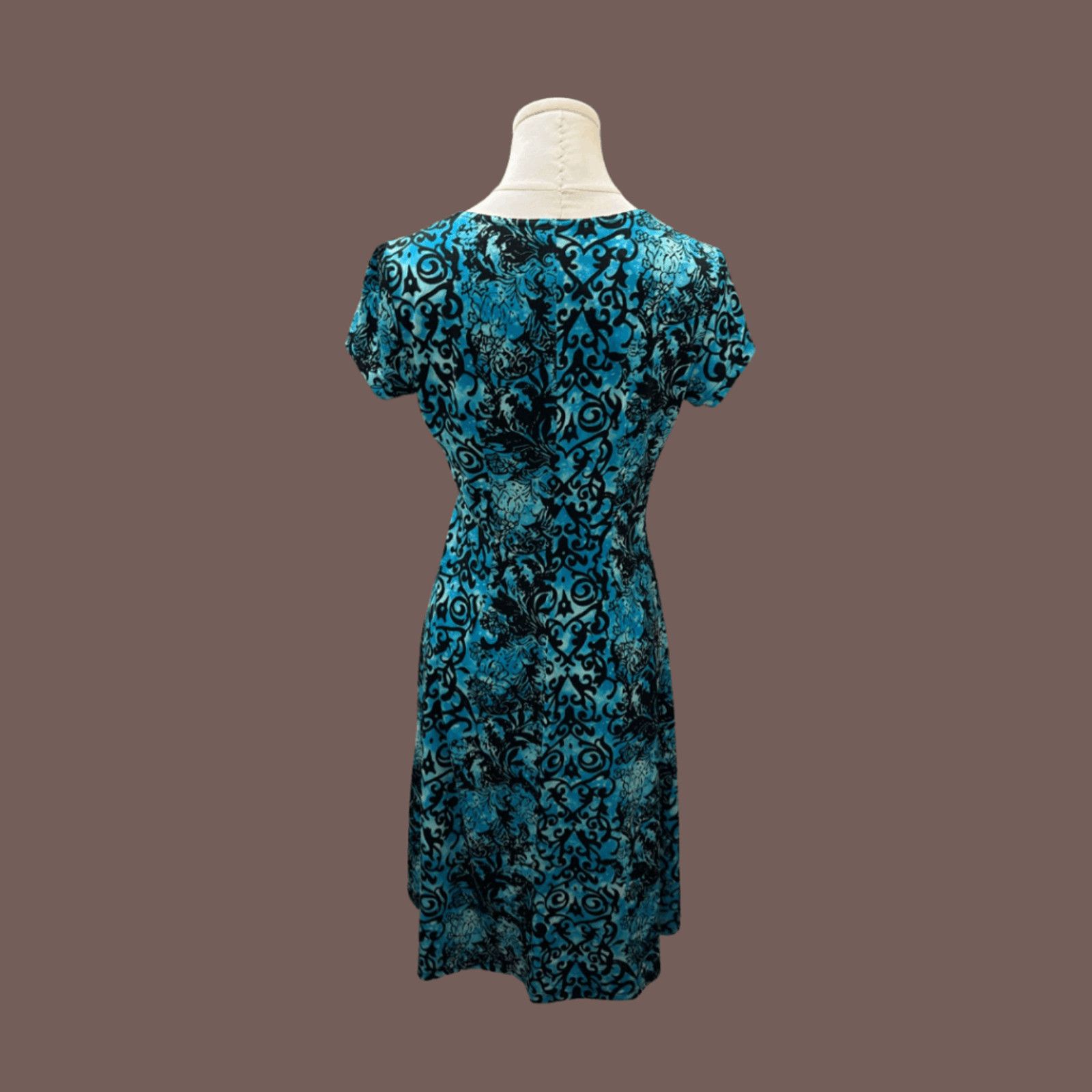 Vintage VTG Fit & Flare Dress | Blue Paisley | Y2K Connected Size S / US 4 / IT 40 - 2 Thumbnail