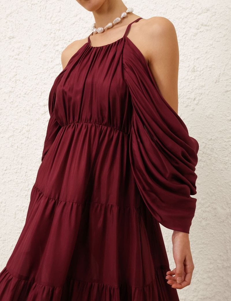 Zimmermann oc11z0226 Tallow Gathered Maxi Dress In Burgundy Size M / US 6-8 / IT 42-44 - 5 Thumbnail