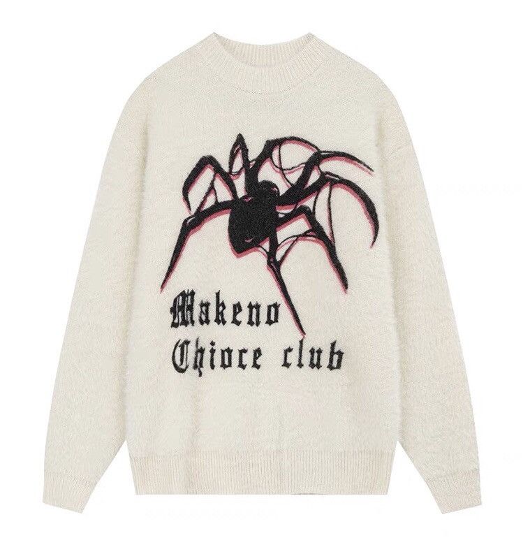 Fashion punk fluffy spider mohair sweater knitwear
