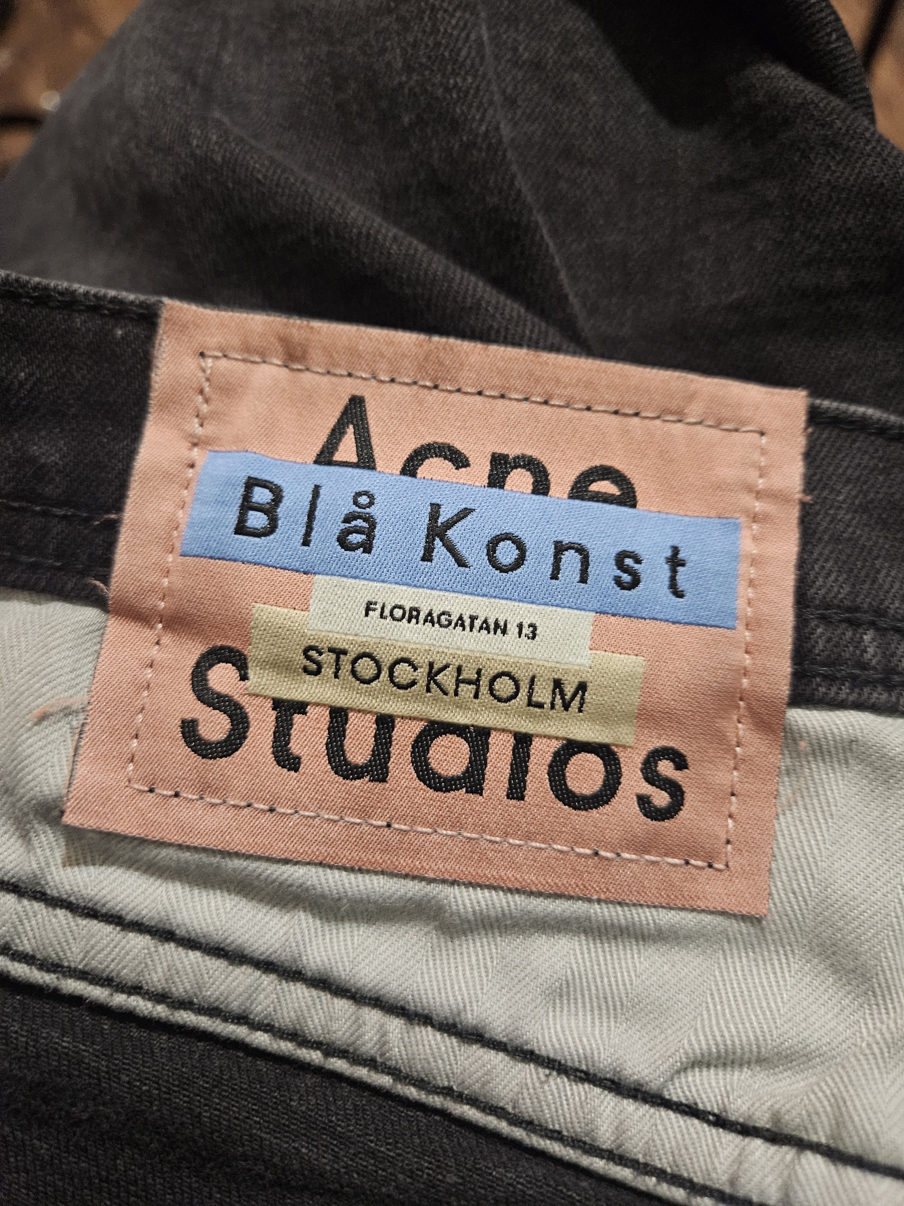 Acne Studios Blå Konst River Used Blk Back Patch Denim Jeans Size US 31 - 8 Thumbnail