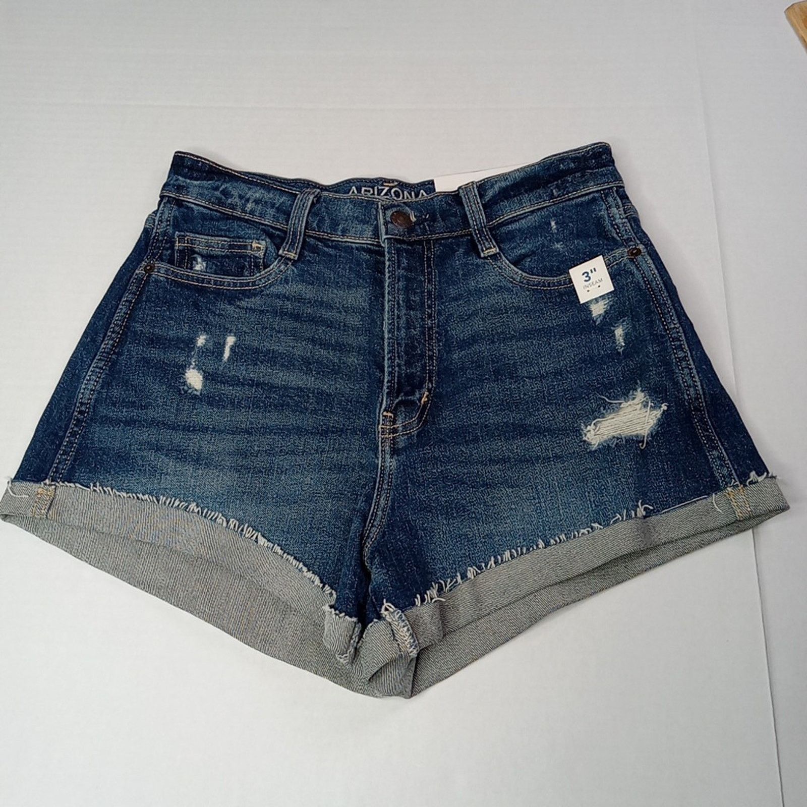Arizona Jean Co. Arizona Mom Shorts Women's Size 4 Blue High Rise Distressed Size 27" / US 4 / IT 40 - 1 Thumbnail