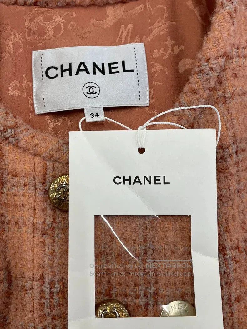 Chanel Chanel 24A Orange Tweed Plaid Jacket. Size US XS / EU 42 / 0 - 5 Thumbnail