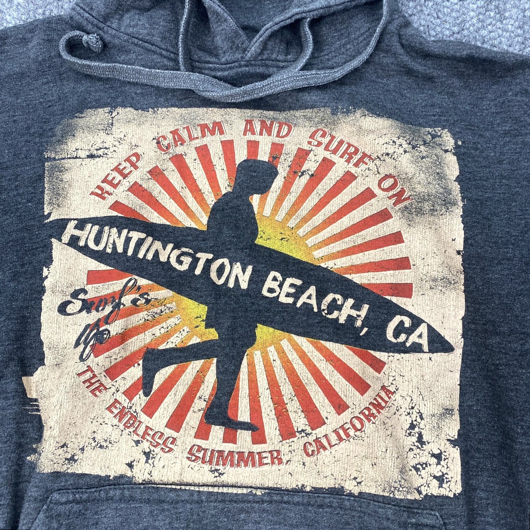 Vintage VINTAGE Basix Hoodie Mens Small Gray Huntington Beach Surf Endless Summer Sweatshirt Size US L / EU 52-54 / 3 - 2 Thumbnail