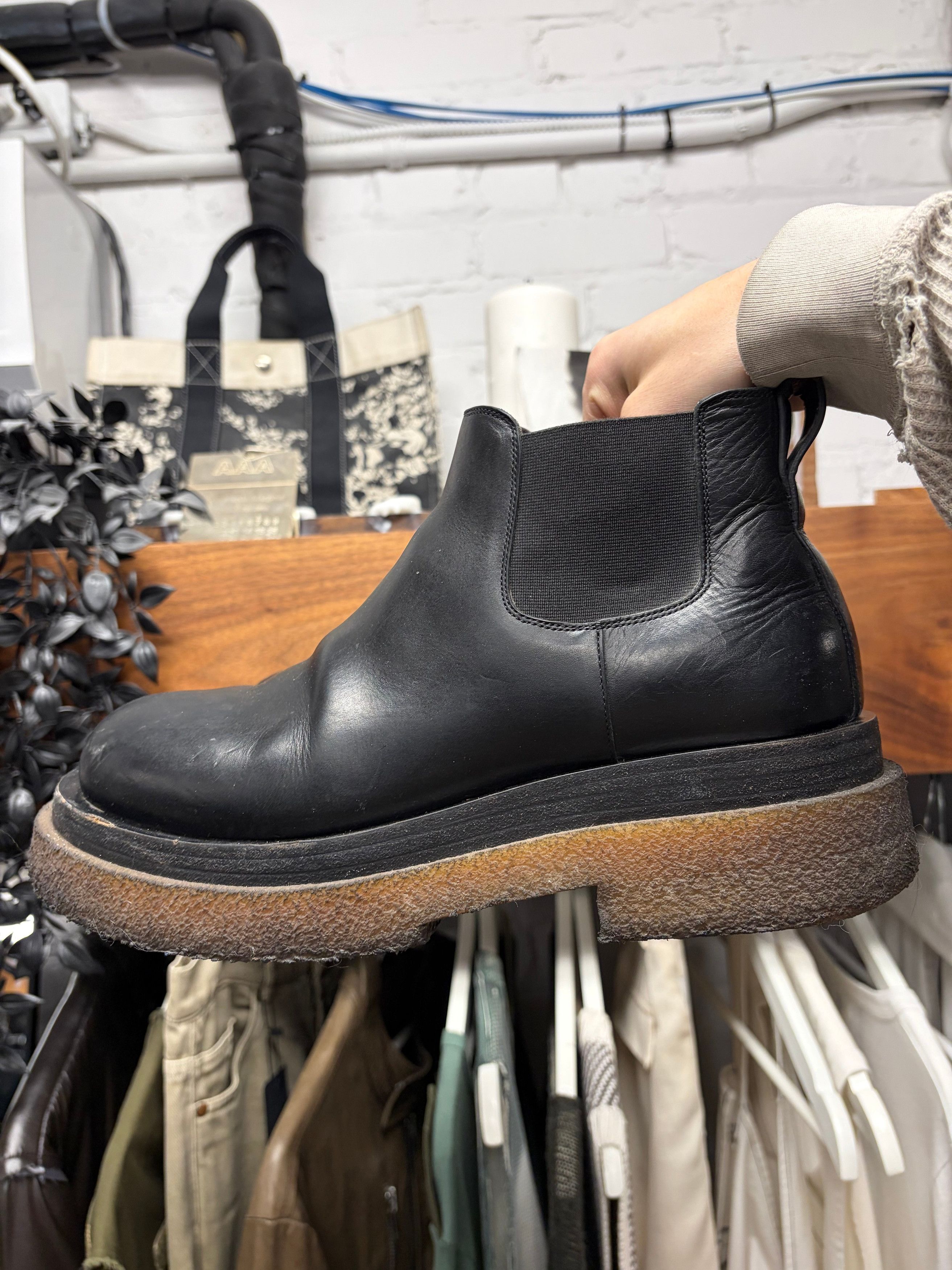 Bottega Veneta Bottega Veneta Black Calfskin Leather ‘Lug Sole’ Chelsea Boot Size US 8 / EU 41 - 1 Thumbnail