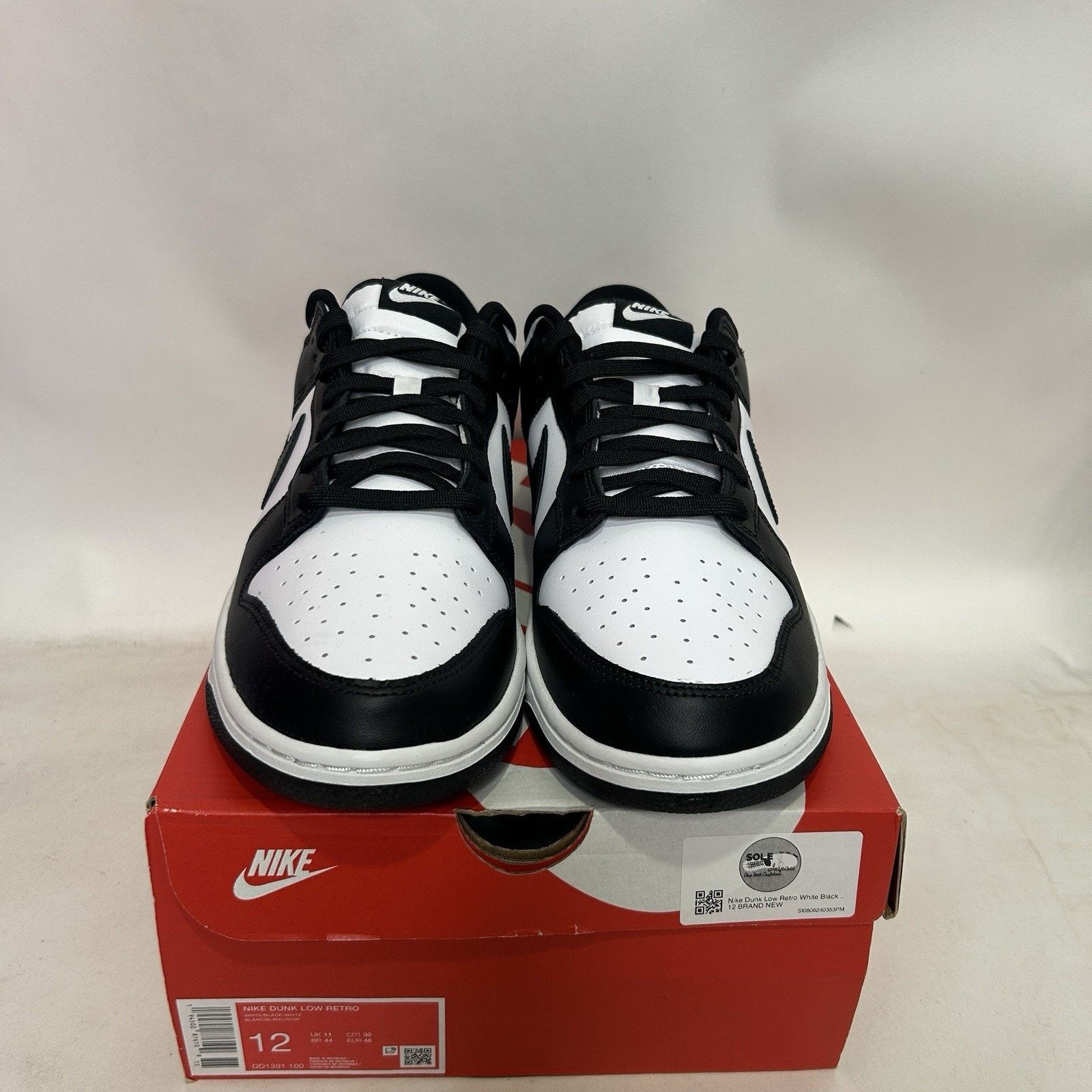 Nike Nike Dunk Low Retro “Black White/Panda” Size US 12 / EU 45 - 2 Thumbnail