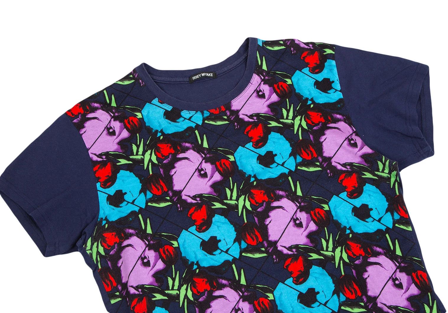 Issey Miyake Front Rose Print T-Shirt in Navy Blue Size US XL / EU 56 / 4 - 2 Thumbnail